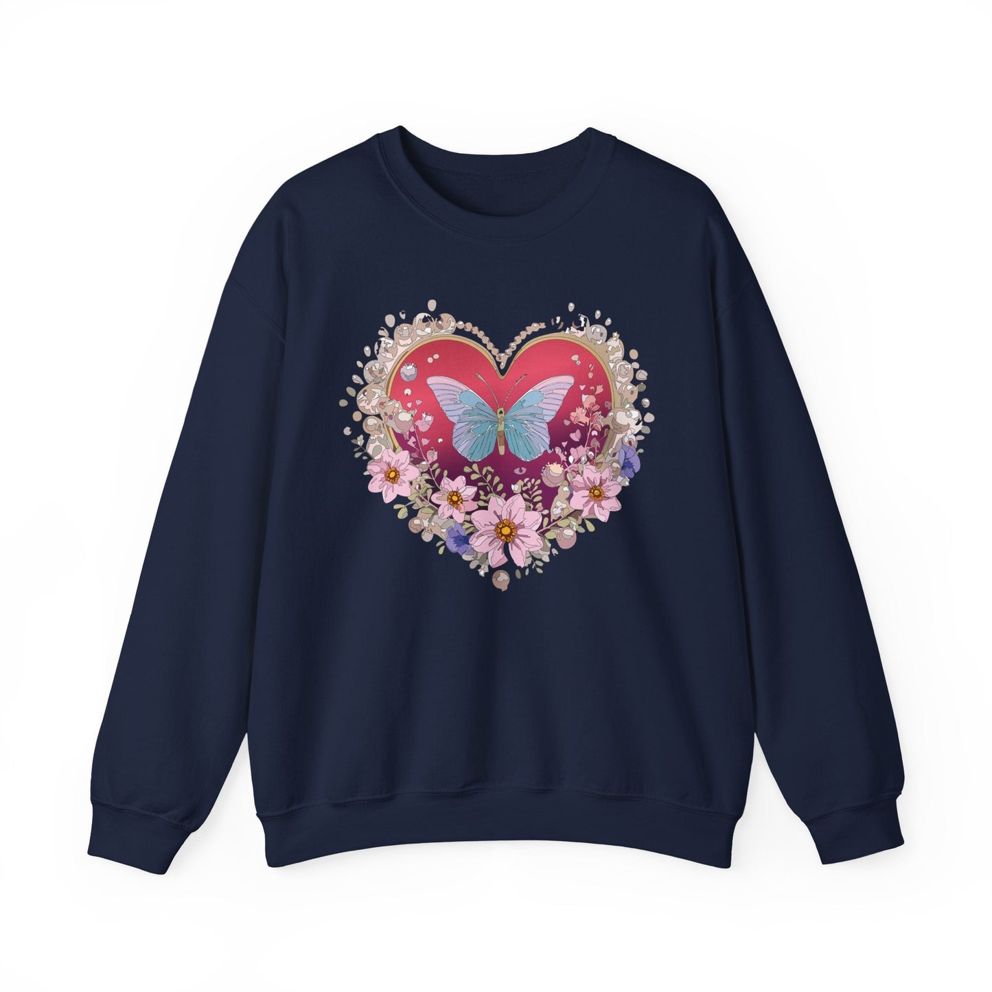 Floral Heart Sweatshirt For Valentines Day Unisex Floral Love Crewneck Sweatshirt