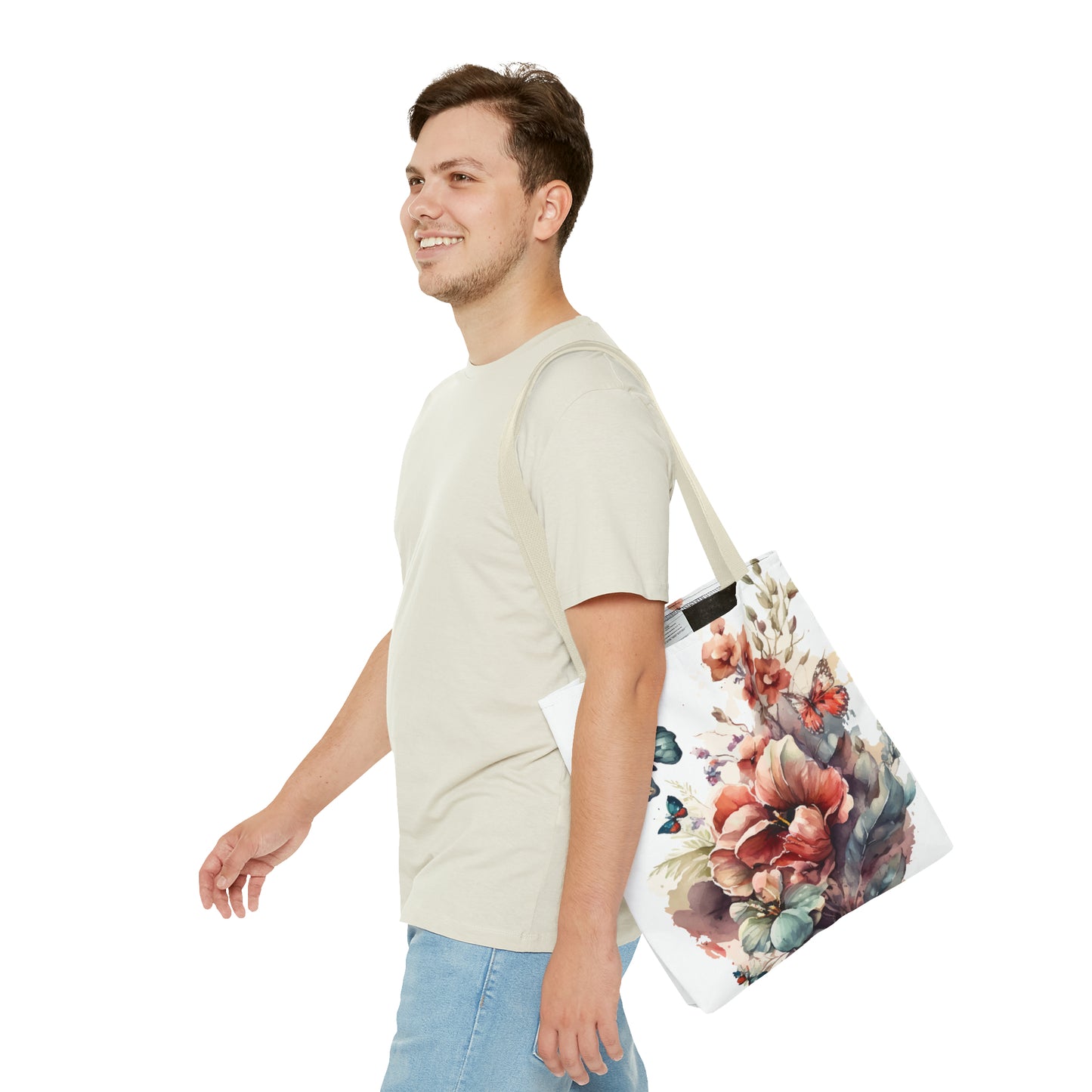 Bolsa de lona con estampado de mariposas 