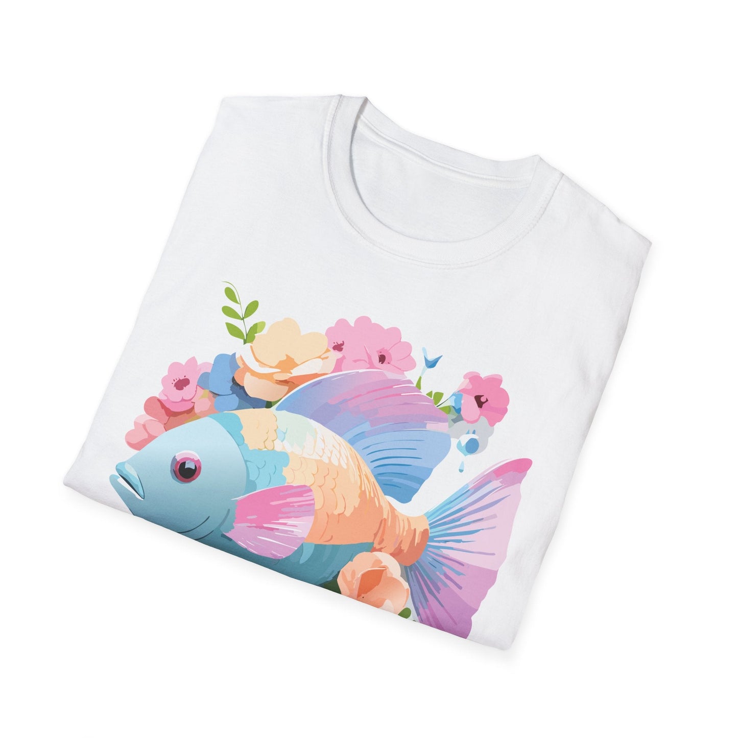 Fish Art Design Graphic Tee Unisex Short Sleeve T Shirt With Fish Artwork Premium Cotton