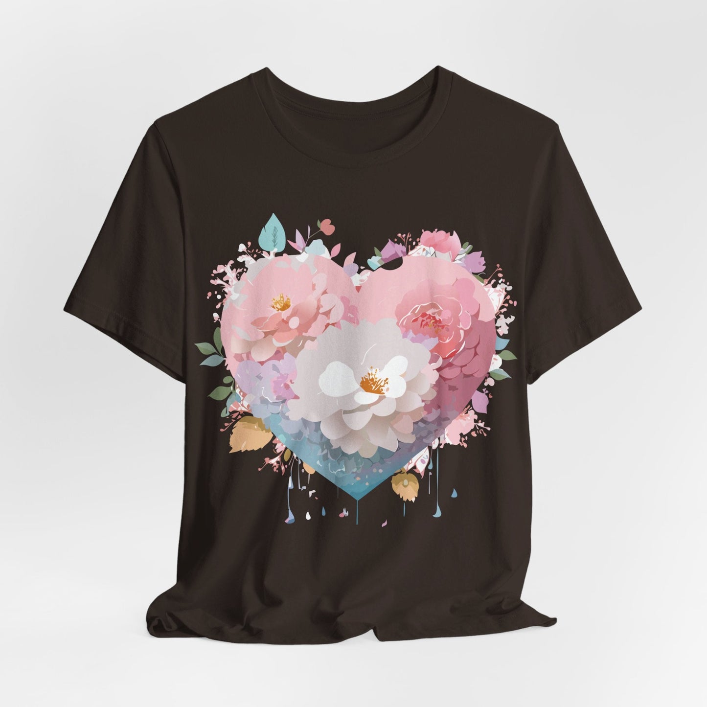 Valentine Day Graphic Unisex 100 Cotton Vintage Artwork with Love and Flower Design Tee 34