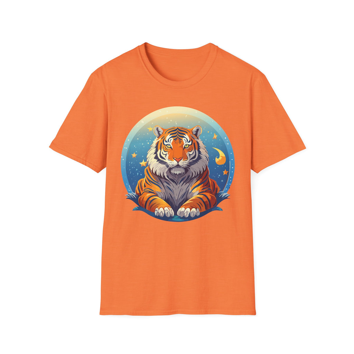 Celestial Tiger Illustration T-Shirt | Night Sky Moon Stars