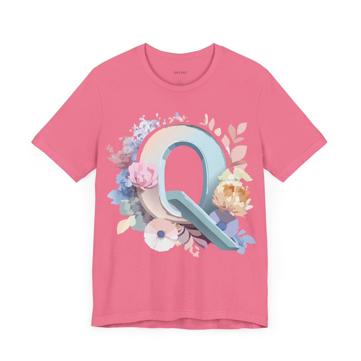 Letter Q Shirt Graphic Tee Unisex Short Sleeve by Adelpha Vintage Inspired Artwork