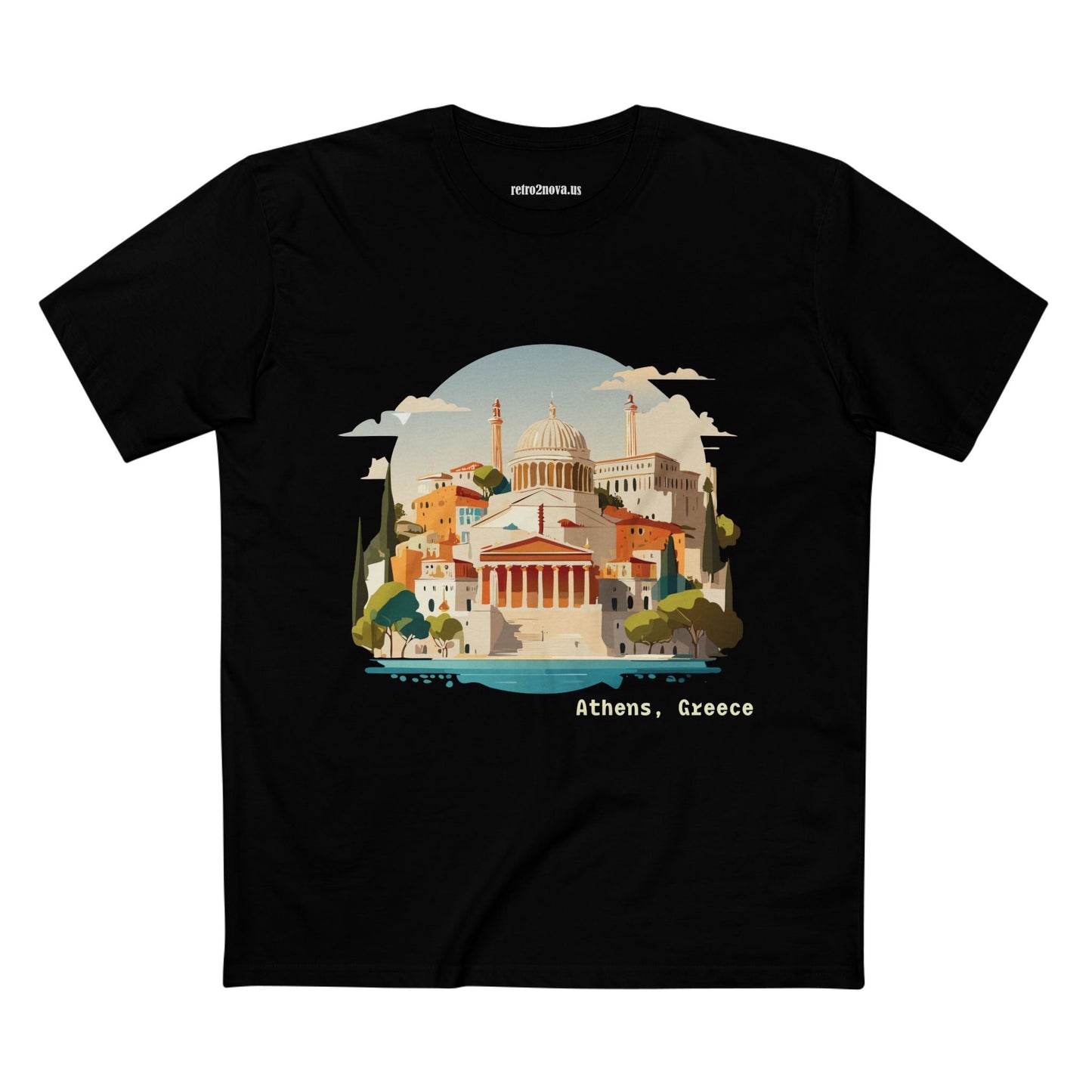 Greece Travel Shirt Unisex Premium Cotton Tee With Original Art Design From Retro2Nova