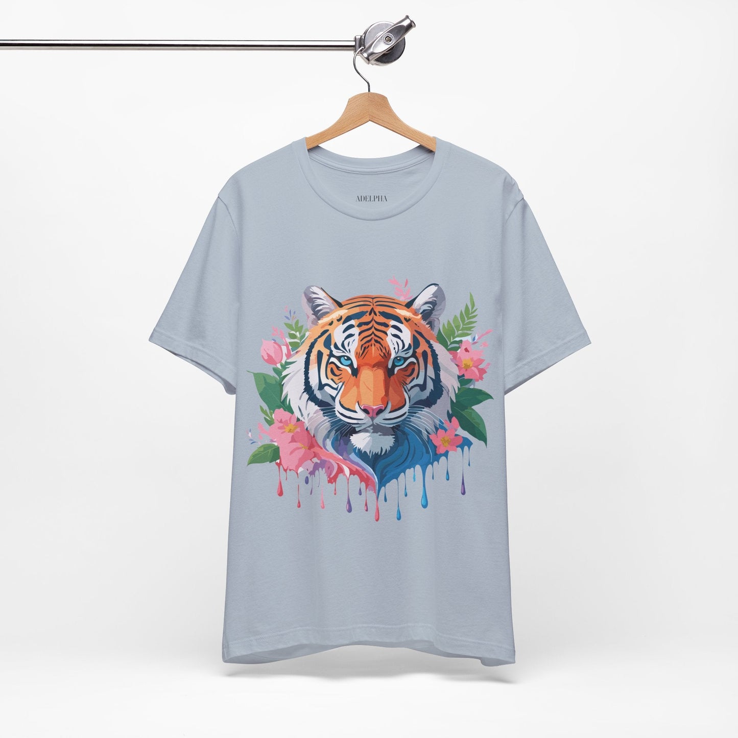 Tiger Graphic Tee Unisex Short Sleeve Shirt With Vintage Inspired Artwork By Adelpha