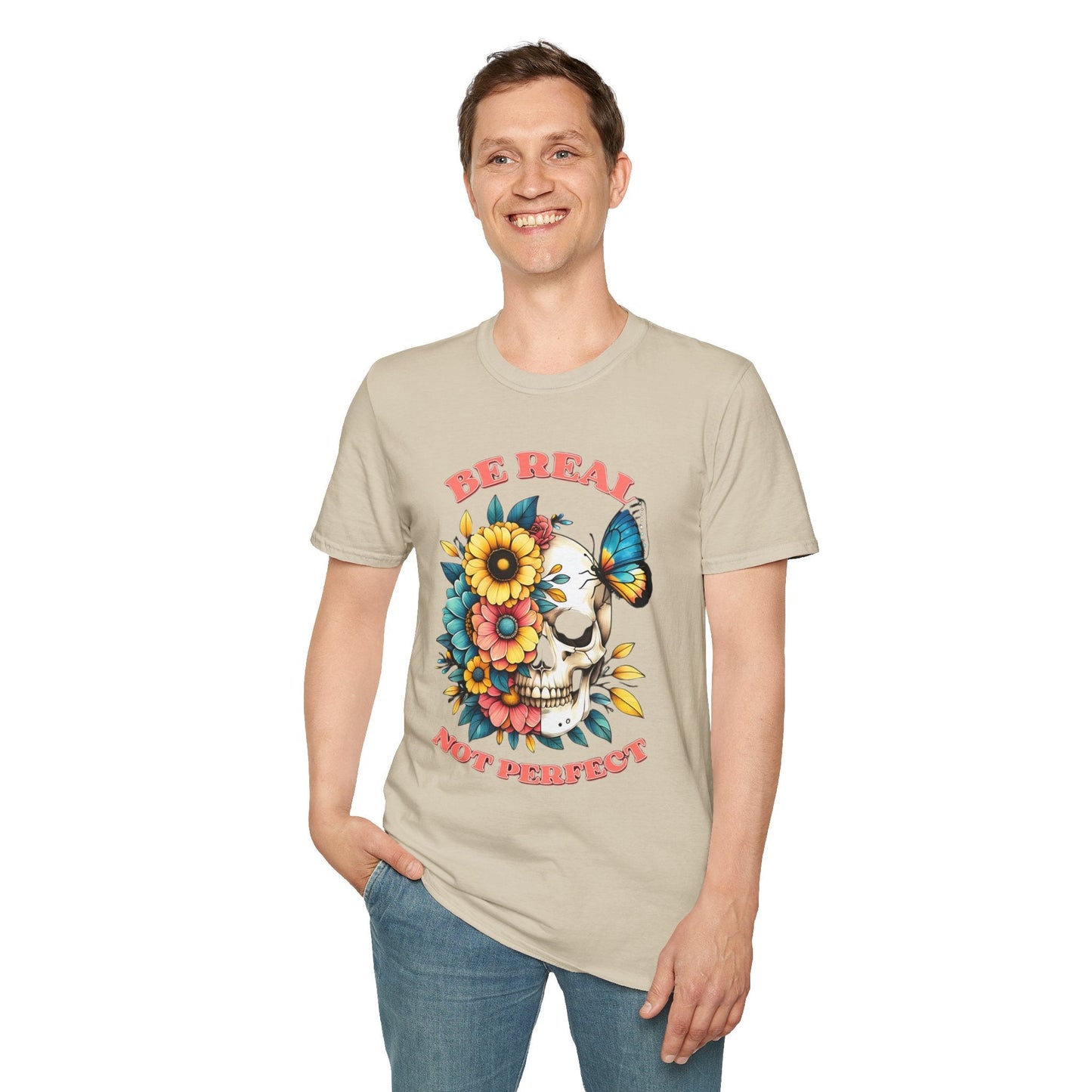 Gildan Skull Tee Shirt Unisex Skeleton Print Tee 100 Percent Ring Spun Cotton Softstyle