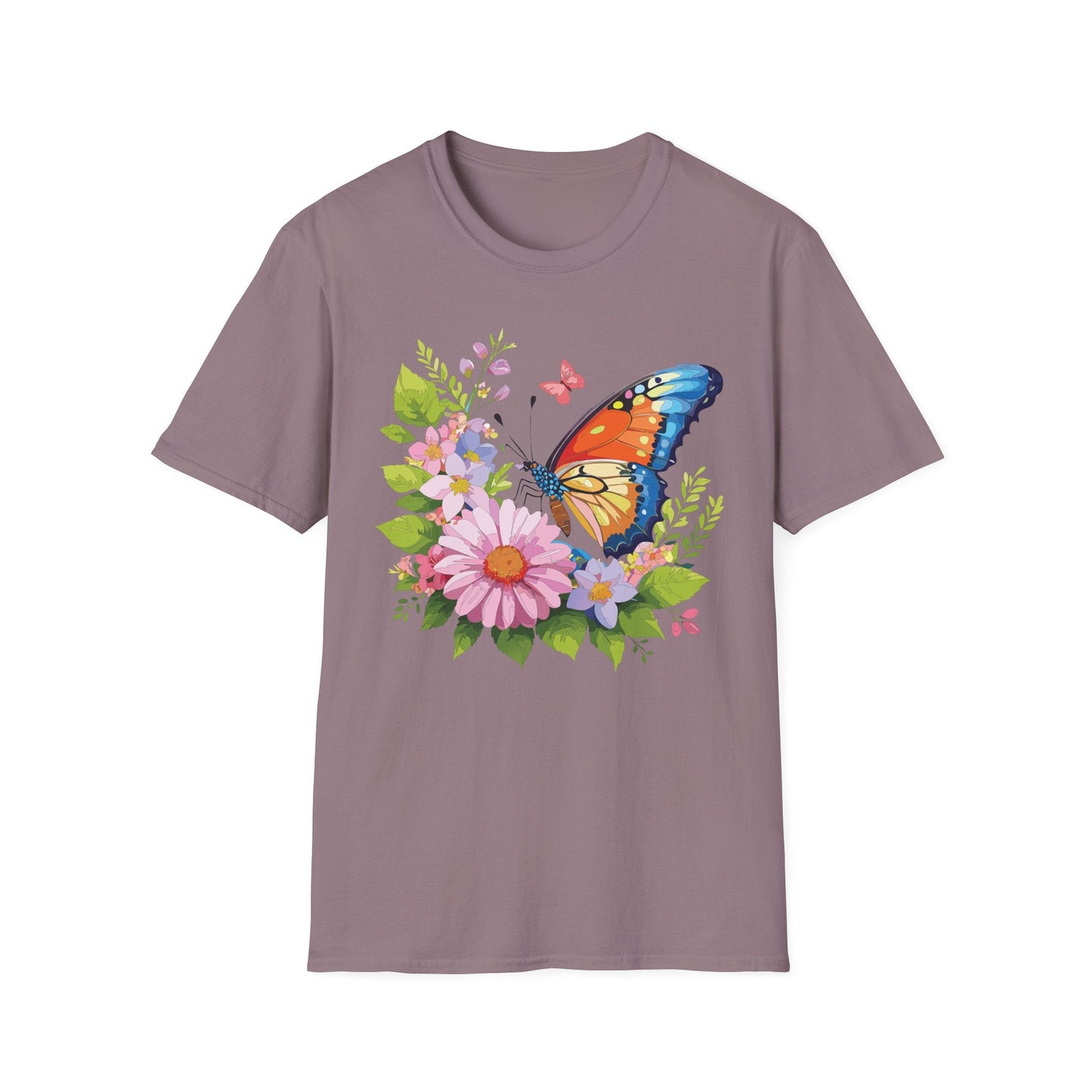 Butterfly T Shirt Unisex Short Sleeve Gildan Softstyle 64000 Monarch Butterfly Design Graphic