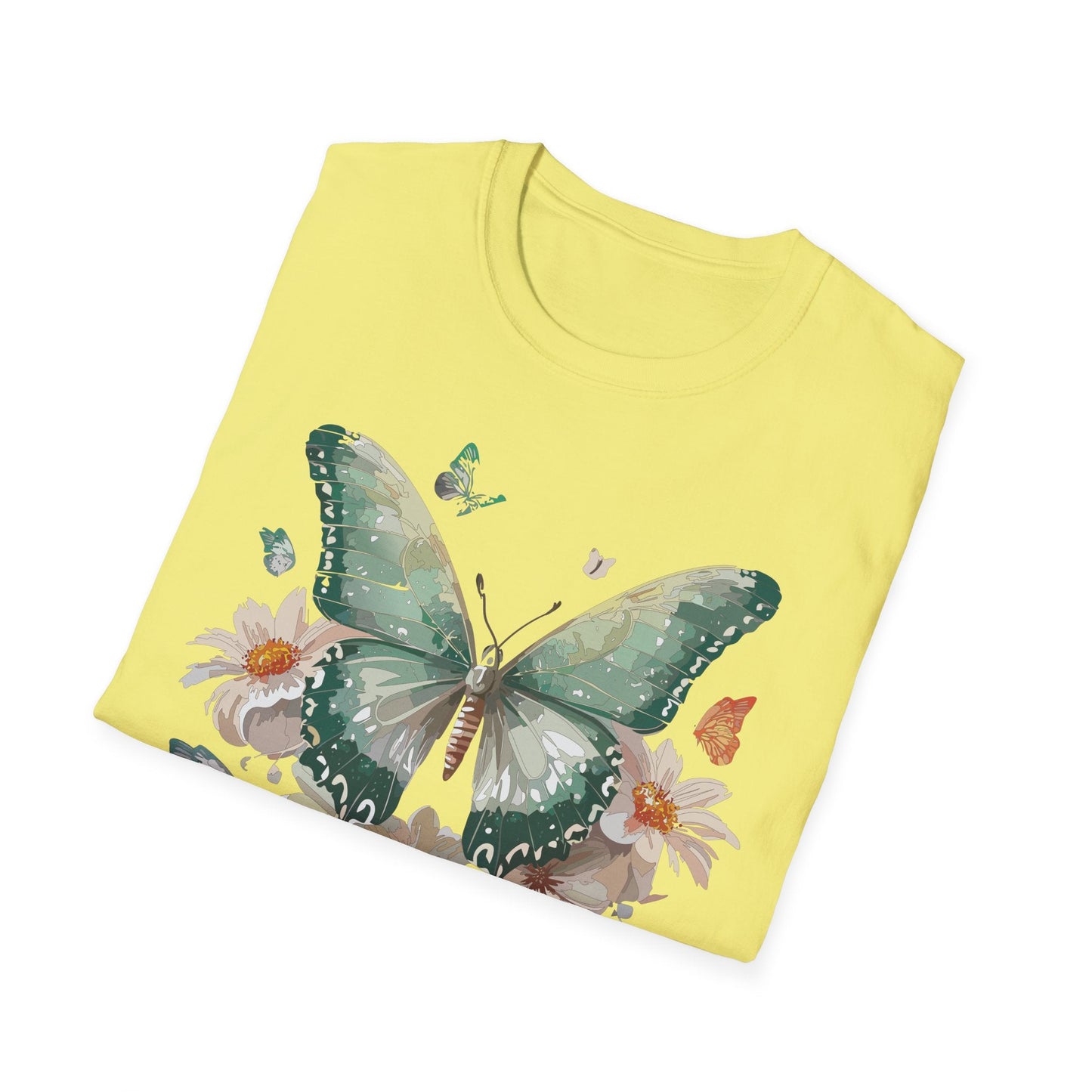 Butterfly T Shirt Unisex Softstyle Tee 100 Percent Ring Spun Cotton Monarch Design Premium Comfort