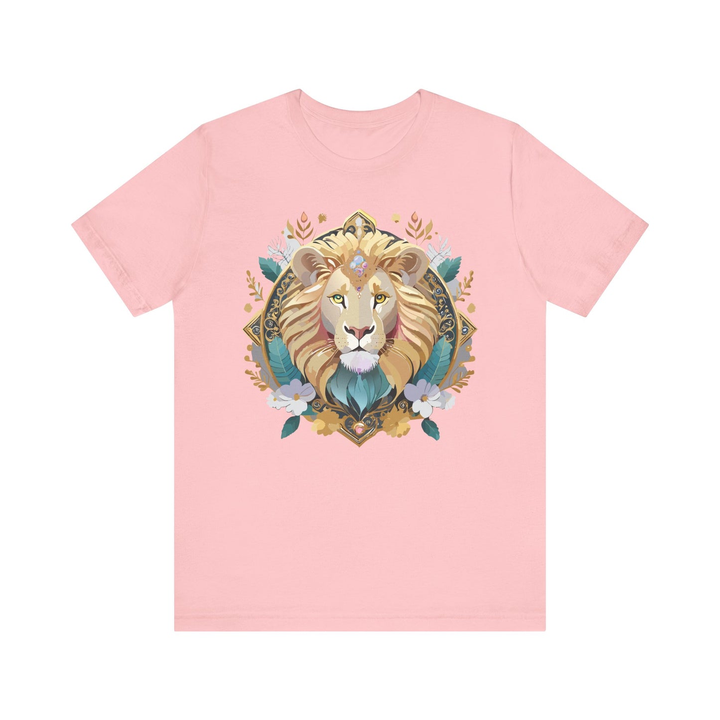 Unisex Lion Graphic Tee, Animal Shirt, Tee Shirt with Lion, Medallion T-Shirt, Animal Medallion Tees 2