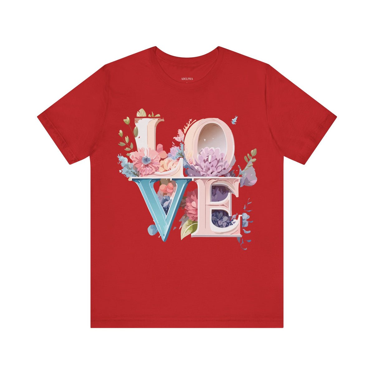 Valentine's Day Graphic Unisex Cotton Bella+Canvas Tee with Floral Art Design d122