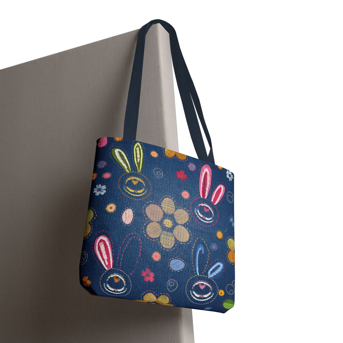 Easter Graphic Design Denim Fabric Imitation Print Unisex Canvas Bag Poly Spun 3 Sizes Tote Bag 204-9