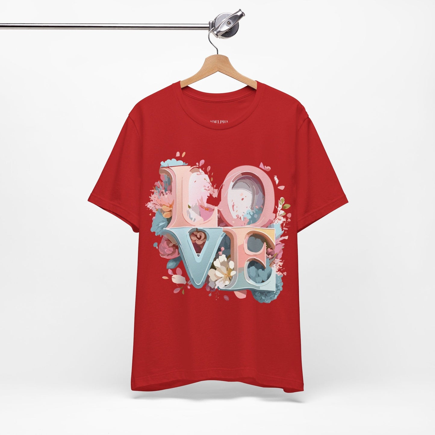 Valentine Day Graphic Unisex 100 Cotton Vintage Artwork with Love and Flower Design Tee 46
