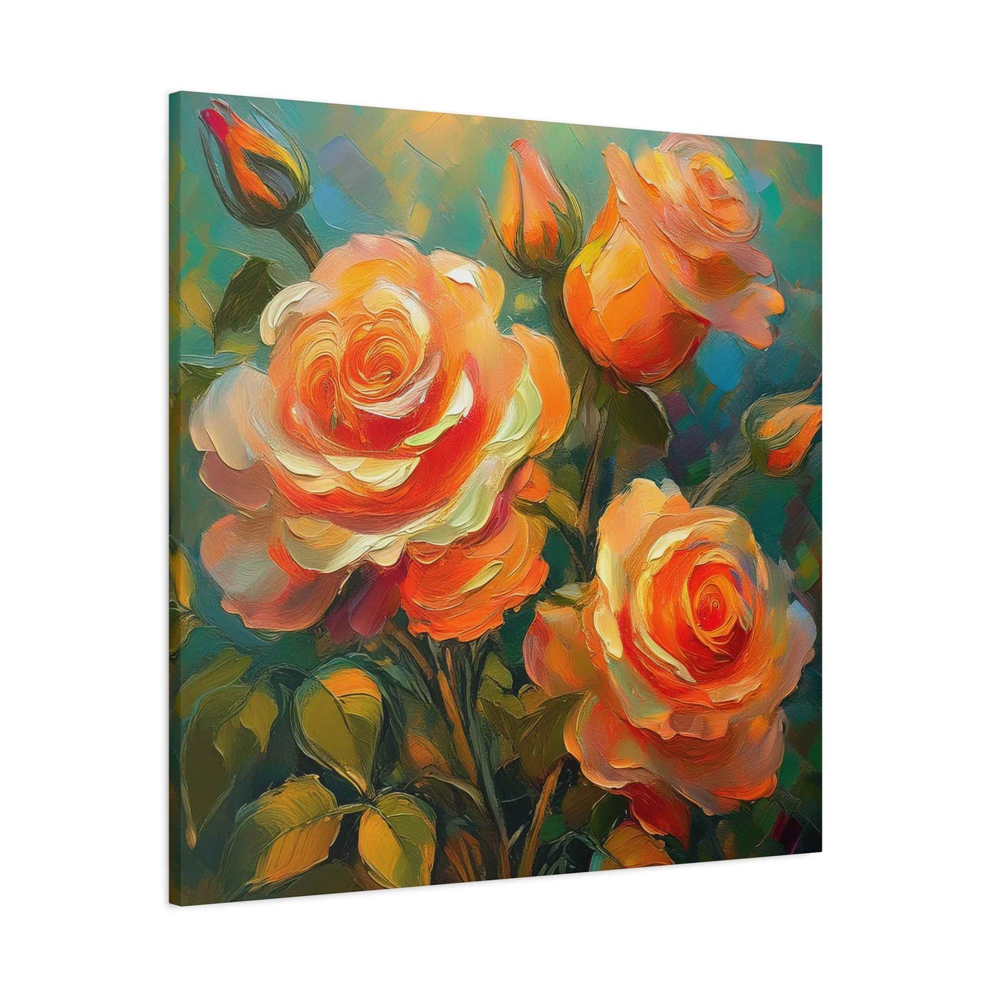 Orange Roses Print Canvas, Roses Oil Paint Print 20x20, 24x24, 30x30, 32x32, 36x36, Floral Art Design Print Non-Frame MC-16