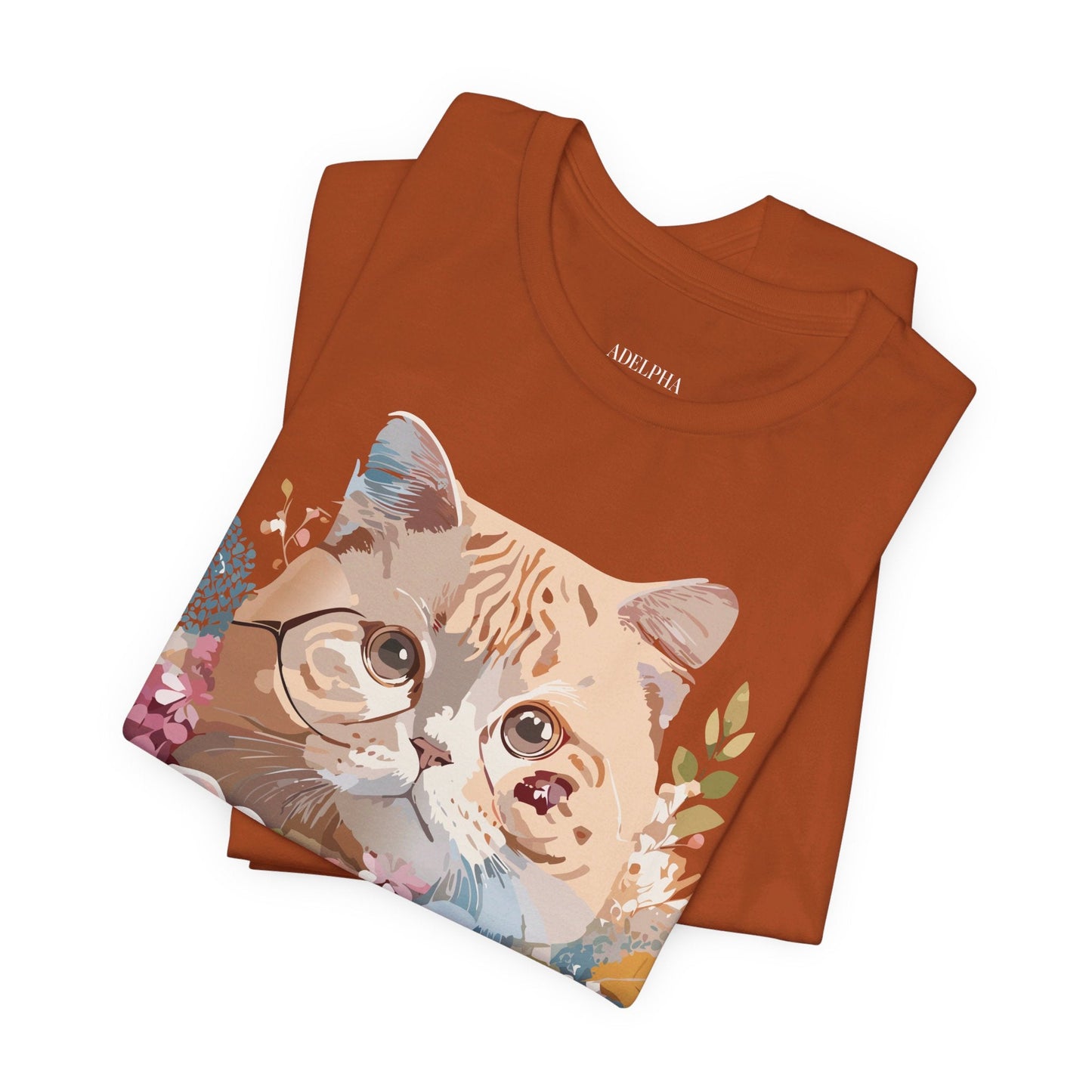 Cat Graphic Tee Unisex Short Sleeve Vintage Inspired Art Design Adelpha