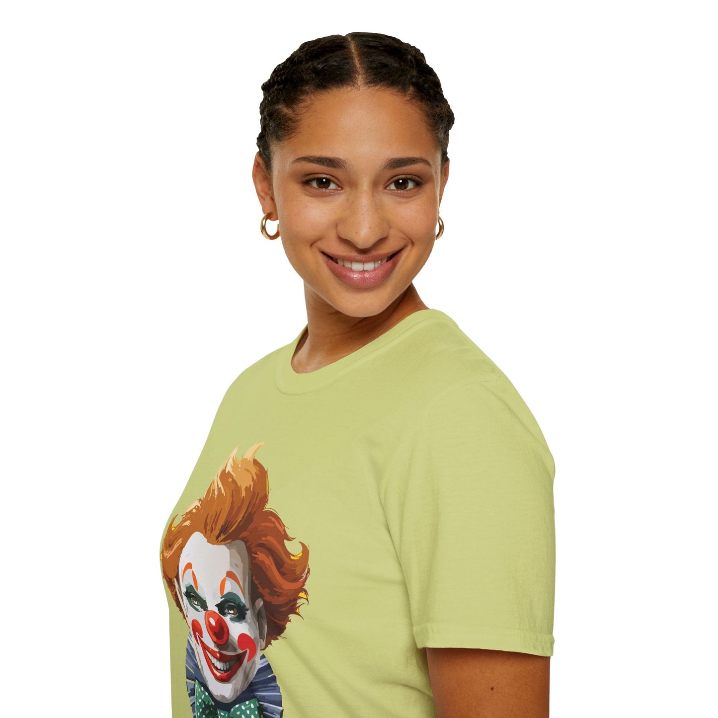Clown Theme T Shirt Funny Man Circus Scary Man Unisex Gildan Softstyle Graphic Tee Everyday Wear