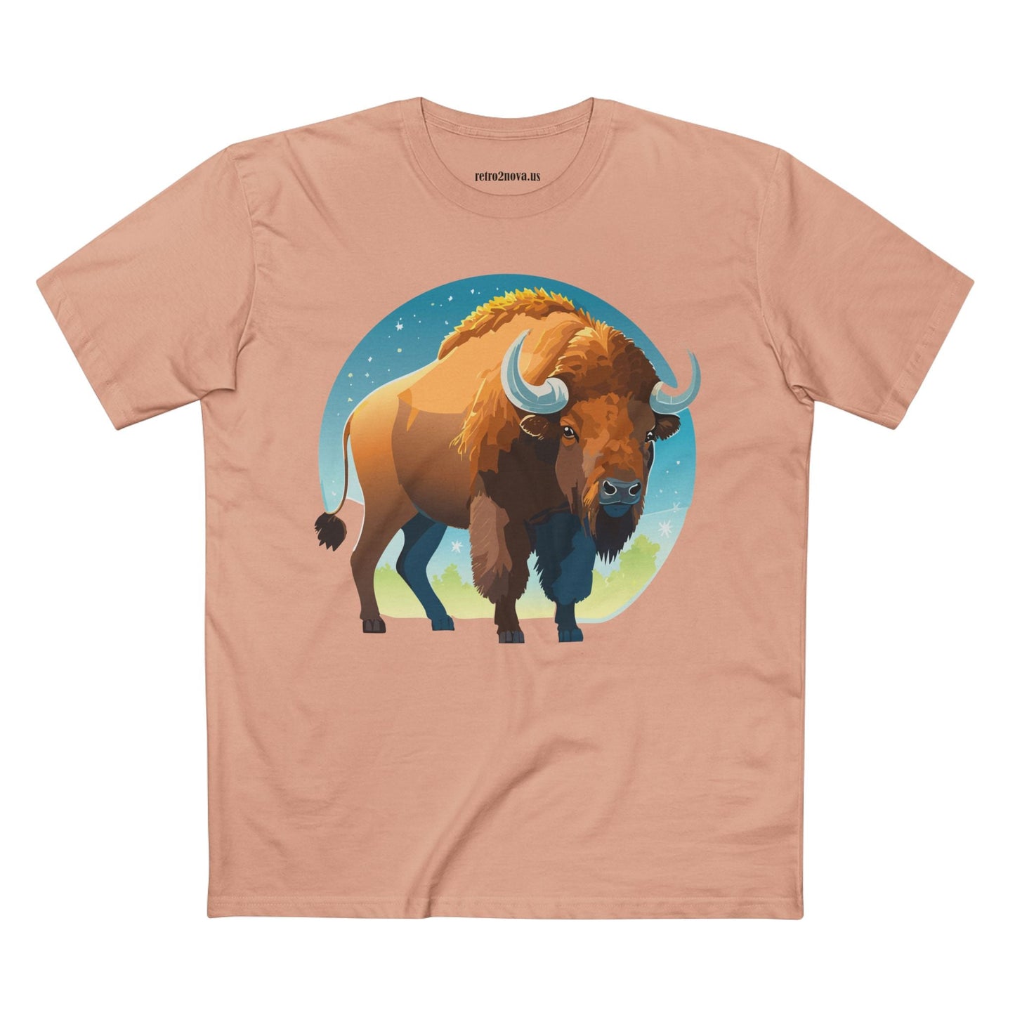 Unisex Premium Cotton Tee With Original Bison Art Design From Retro2Nova Art Collection Soft Breathable Everyday Comfort