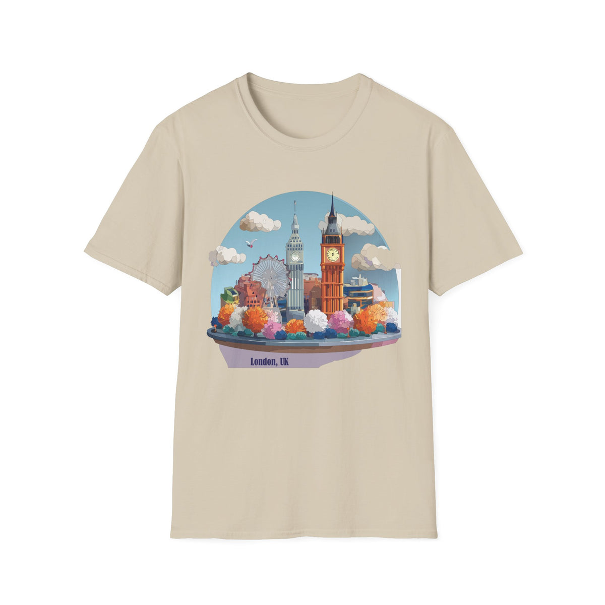 London Skyline illustration T-Shirt | Big Ben, London Eye, cityscape