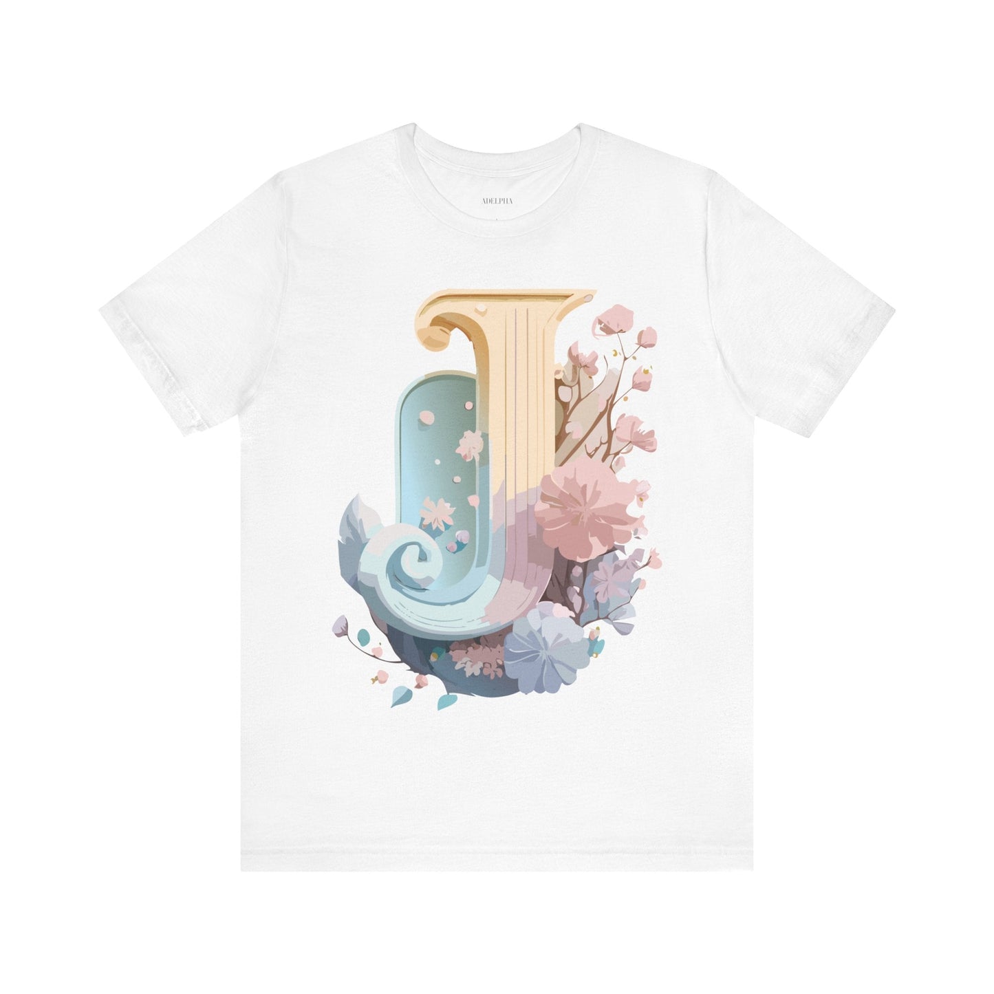 Letter J Shirt Unisex Graphic Tee Adelpha Vintage Inspired Artwork Design Short Sleeve