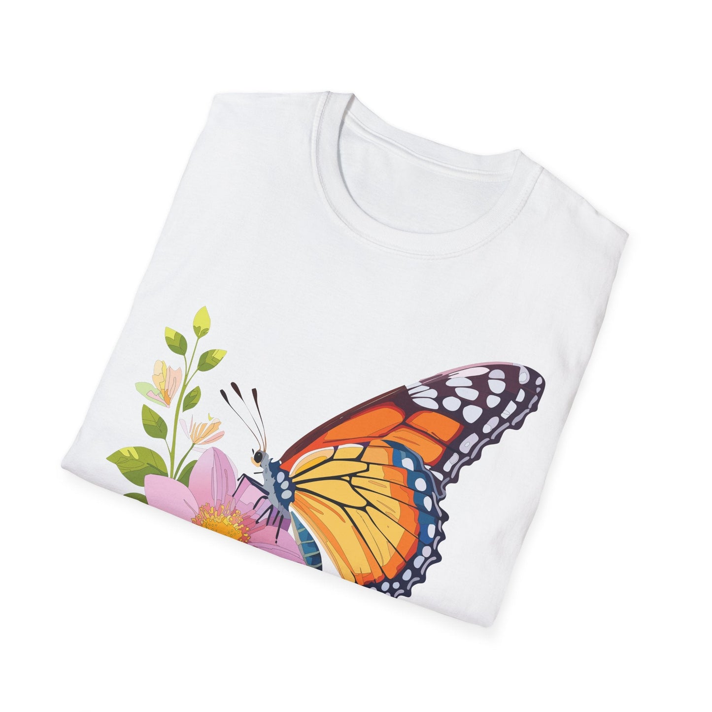 Butterfly T Shirt for Women and Men Monarch Print Softstyle Unisex Gildan 64000 Tee