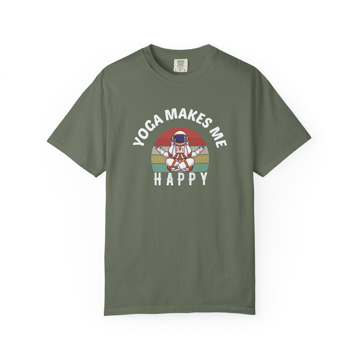 Yoga Makes Me Happy Retro Astronaut Unisex Comfort Colors Garment-Dyed Heavyweight 100 Cotton Art Design T-Shirt w189