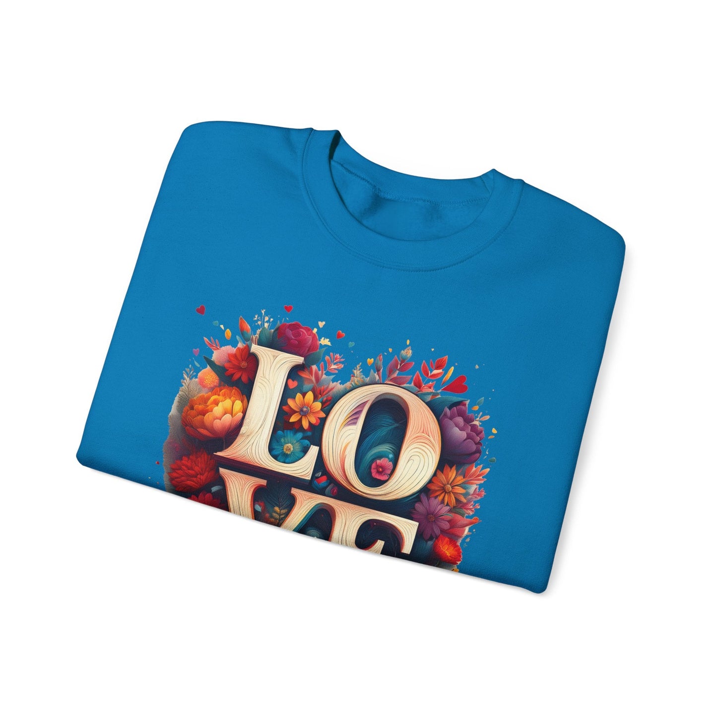 Floral Love Sweatshirt Unisex Valentines Day Gift Love Flower Crewneck Sweatshirt