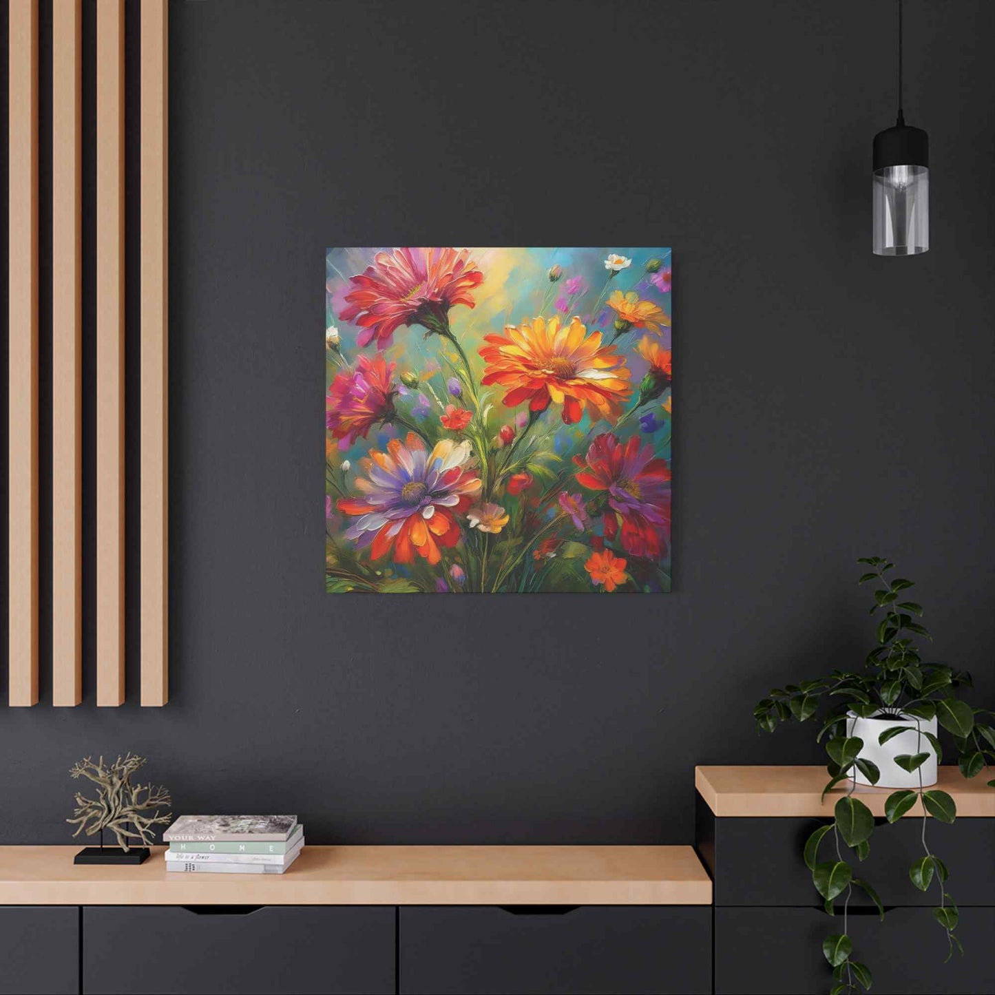 Flowers Print Canvas, Floral Oil Paint Print 20x20, 24x24, 30x30, 32x32, 36x36, Floral Art Design Print Non-Frame MC-13