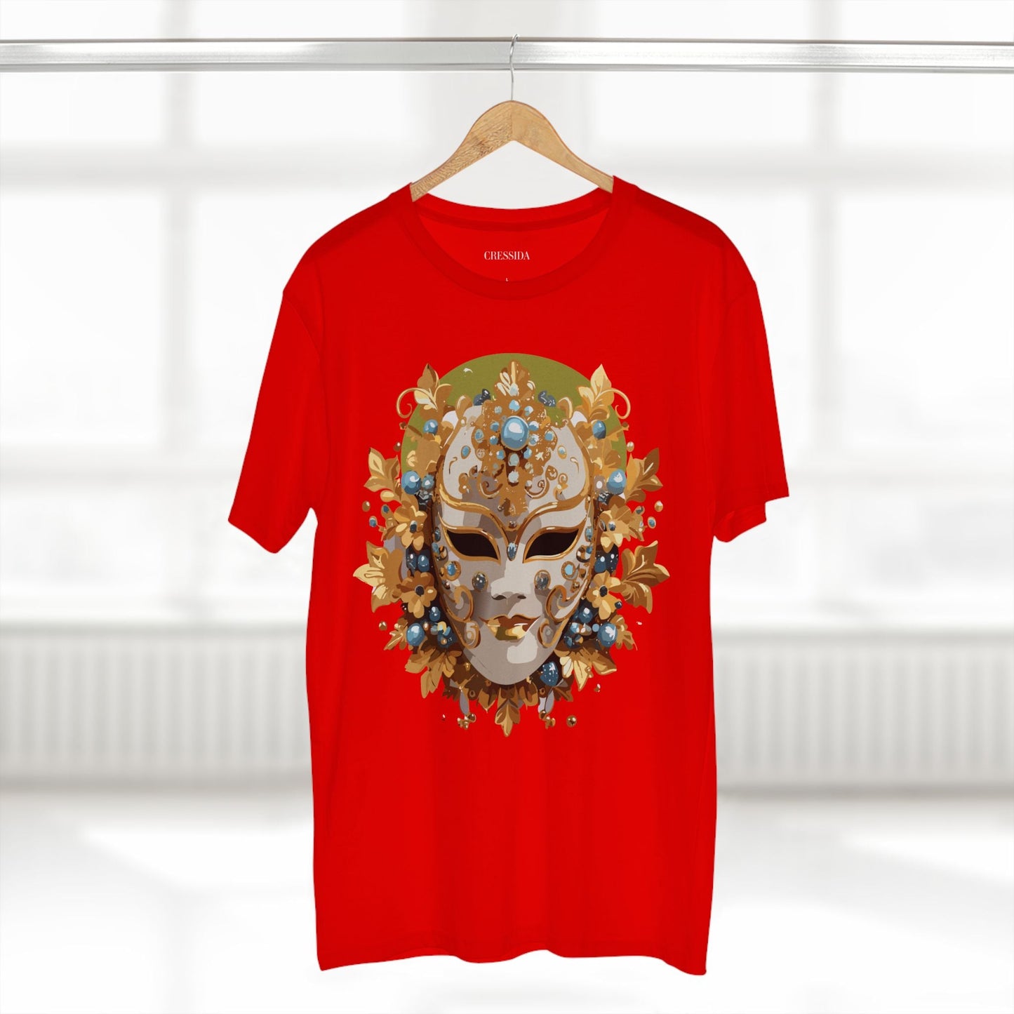 Carnival Mask Graphic T-Shirt Unisex 100 Cotton With Antique Gold Art Design Tee 8