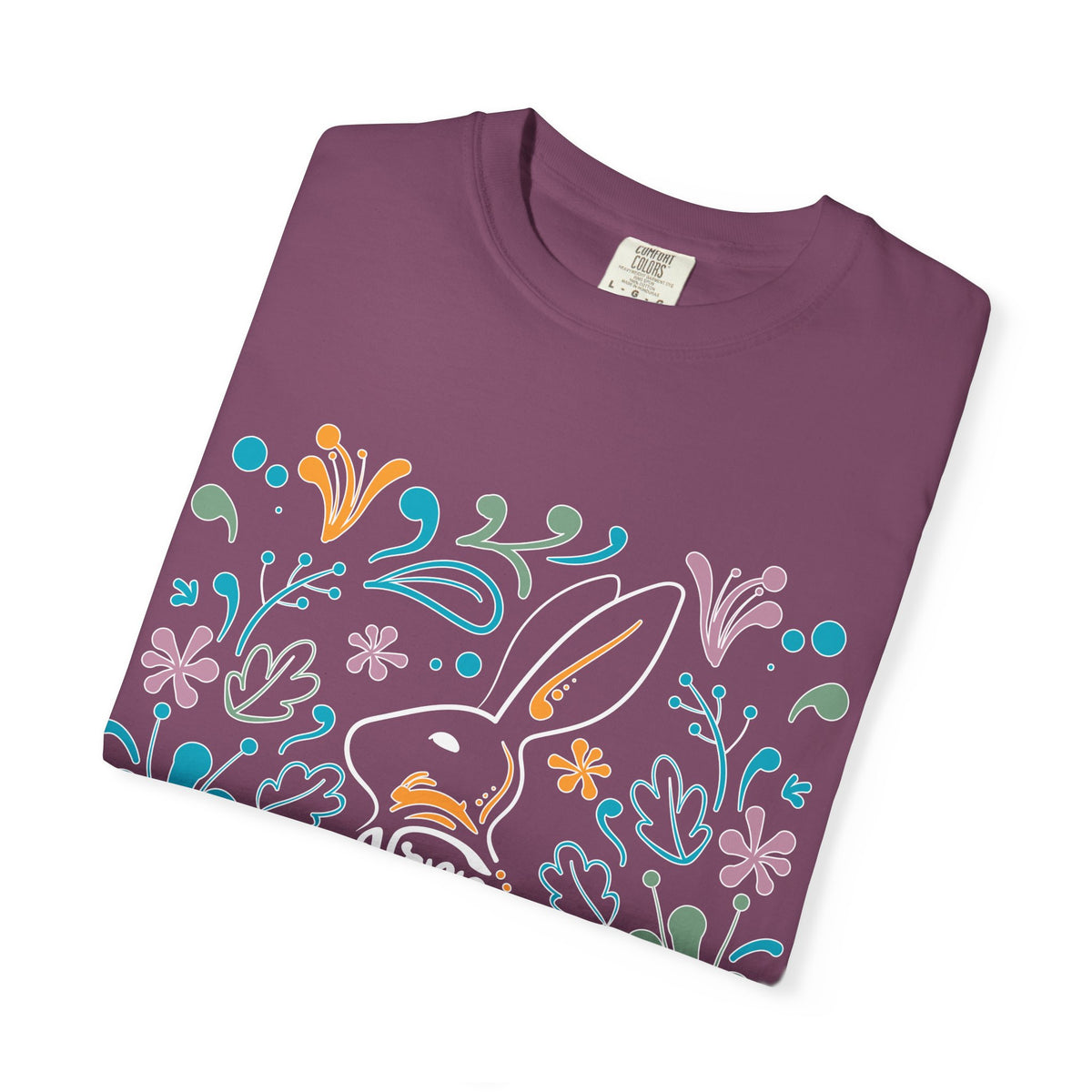 Easter Bunny Floral T-Shirt, Tee Shirt with Easter Signature, T Shirt with Easter Prints, Tee Shirt with Easter Design
