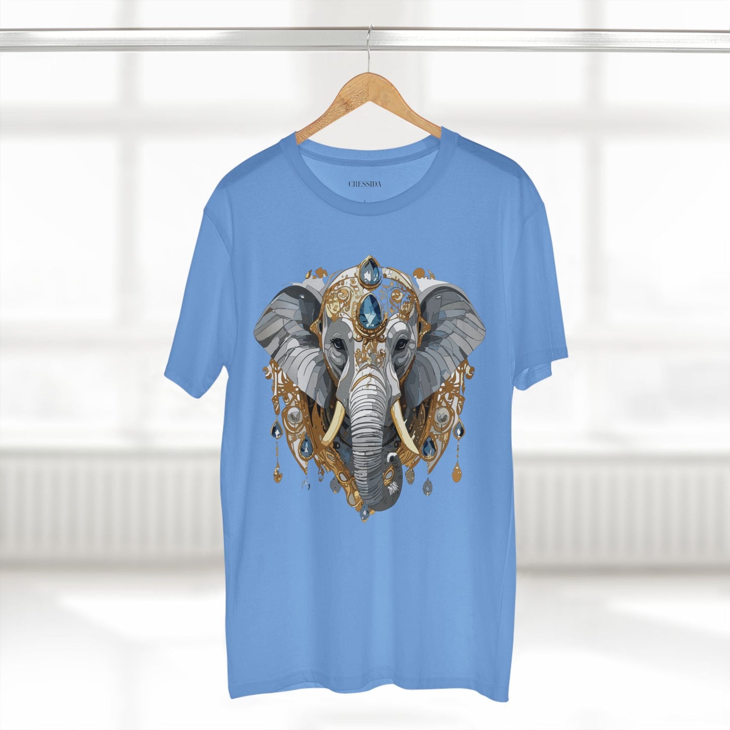 Elephant Graphic Unisex 100 Cotton Tee With Unique Animal Golden Medallion Art Design 37