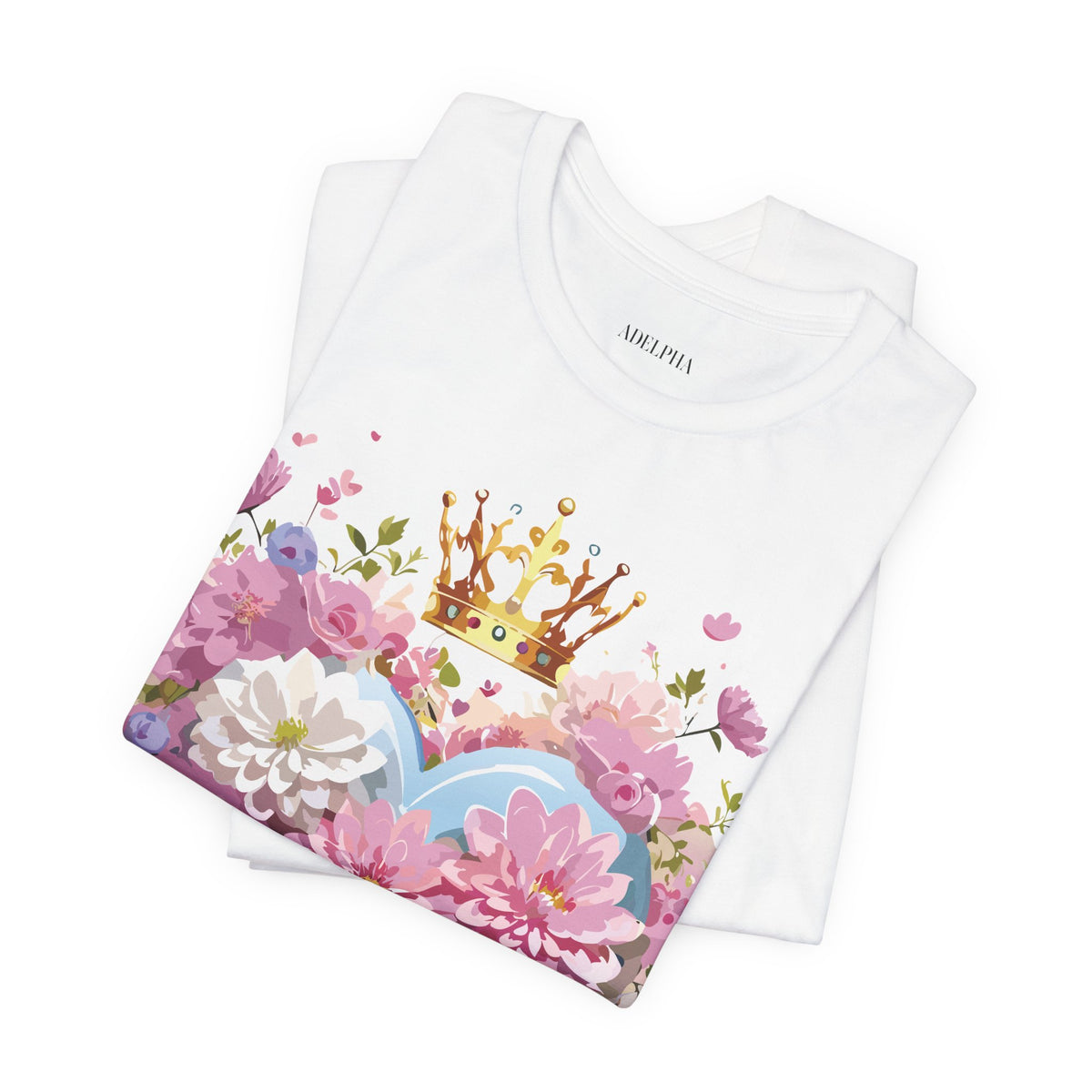 Valentine's Day Graphic Unisex Cotton Bella+Canvas Tee with Floral Art Design d128