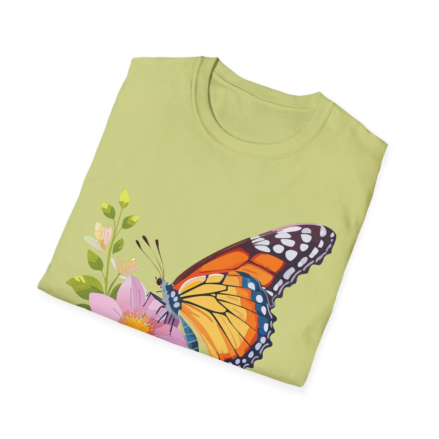 Butterfly T Shirt for Women and Men Monarch Print Softstyle Unisex Gildan 64000 Tee