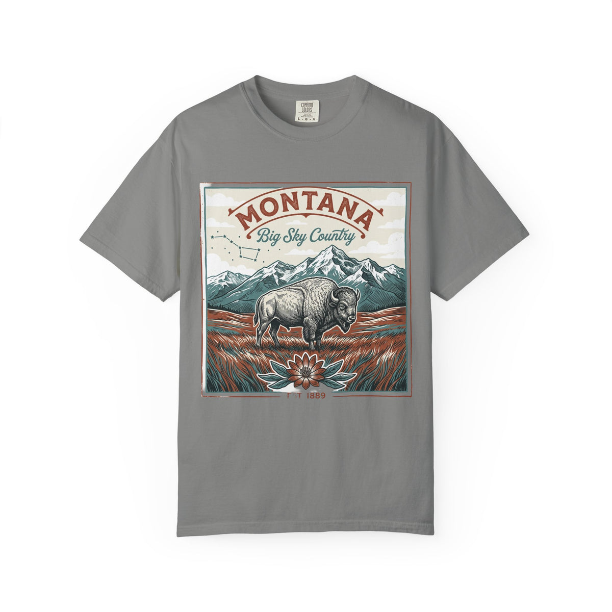 Montana Graphic Unisex Heavyweight Garment-Dyed Travel Tourist Graphic Gift Tee 100 Cotton Comfort Colors T-Shirt