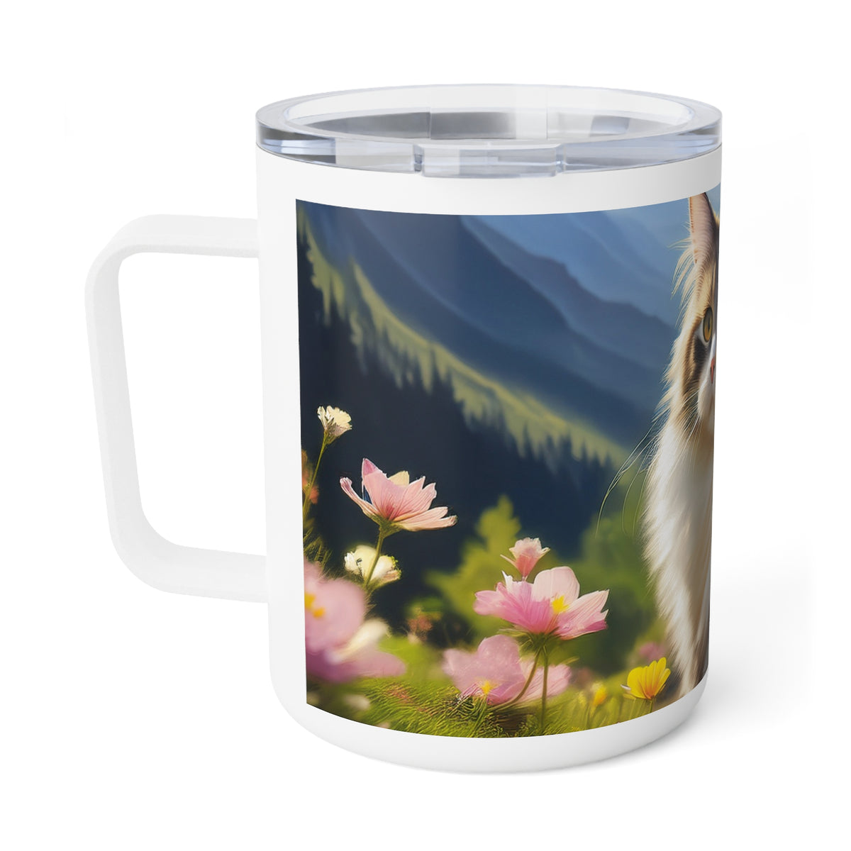10 Art Design Insulated Coffee Mug Clear Lid 10oz Insulated Coffee Mug 10oz
