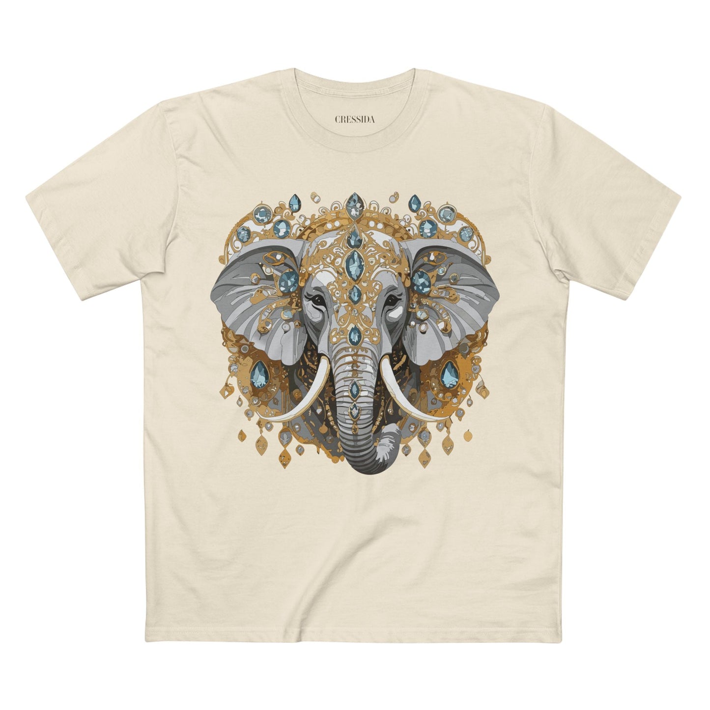 Elephant Graphic Unisex 100 Cotton Tee With Unique Animal Golden Medallion Art Design 38