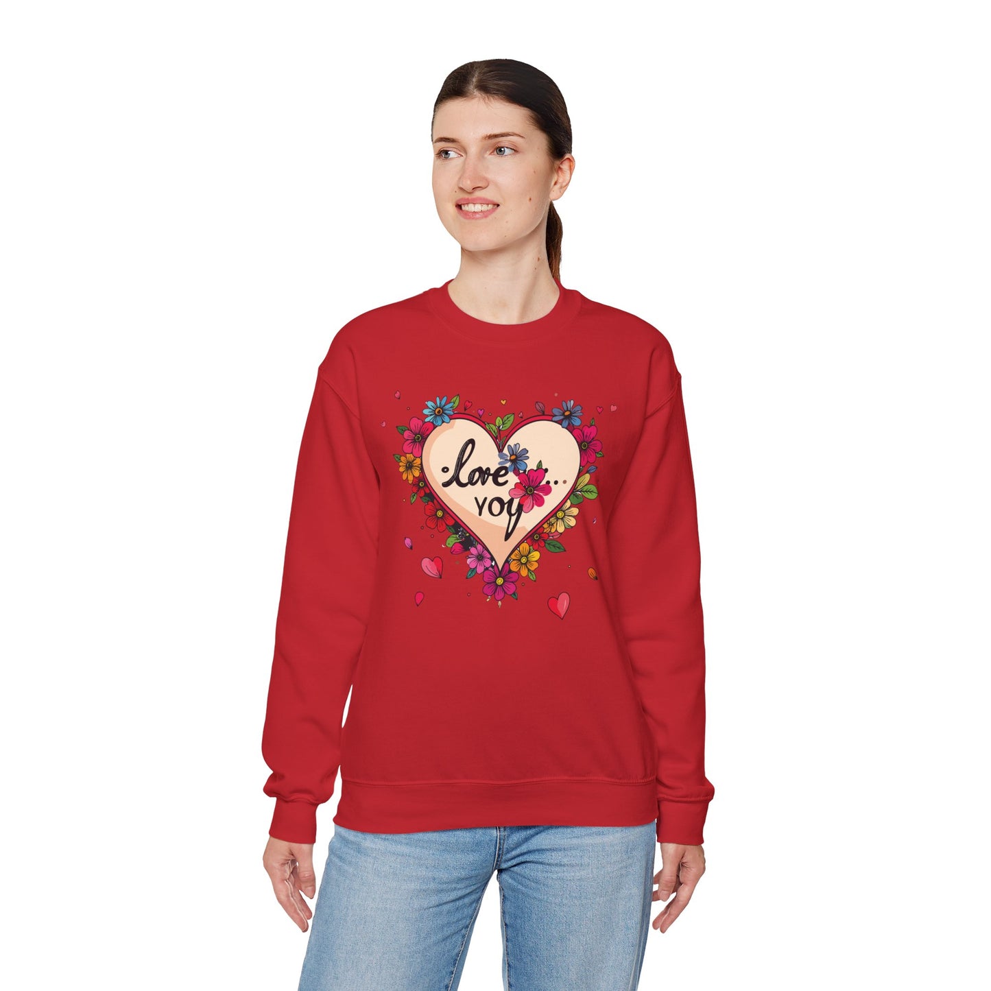Big Heart Sweatshirt, Floral Heart Sweatshirt, Floral Love Sweatshirt, Valentine's Day Sweatshirt, Heart Floral Sweatshirt 109