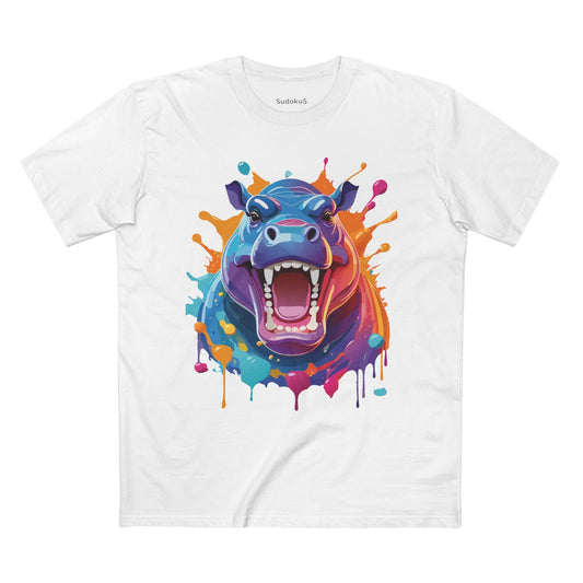 Hippo Graphic Unisex 100 Cotton Staple Tee with Animal Design Artwork 4