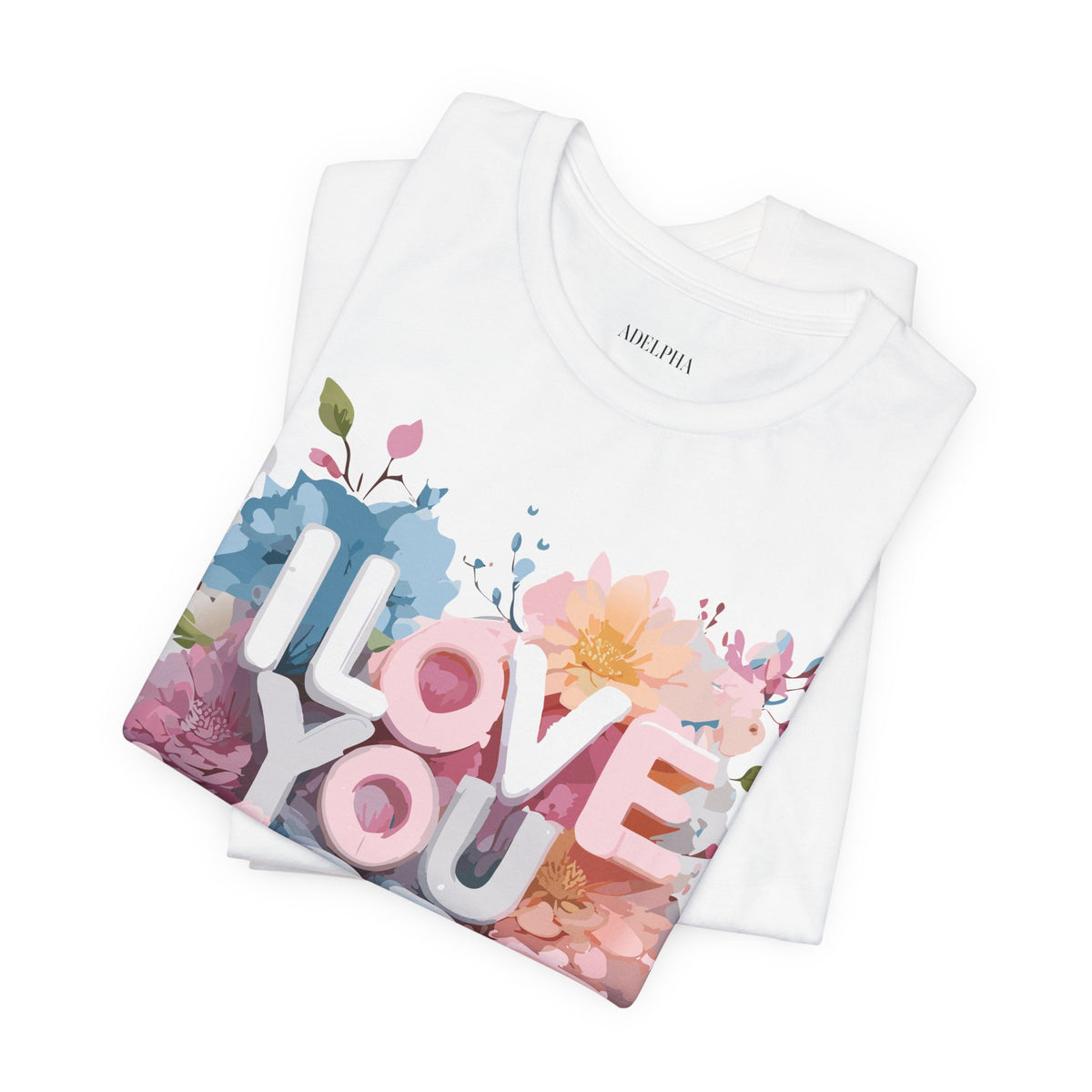 Valentine's Day Graphic Unisex Cotton Bella+Canvas Tee with Floral Art Design d135