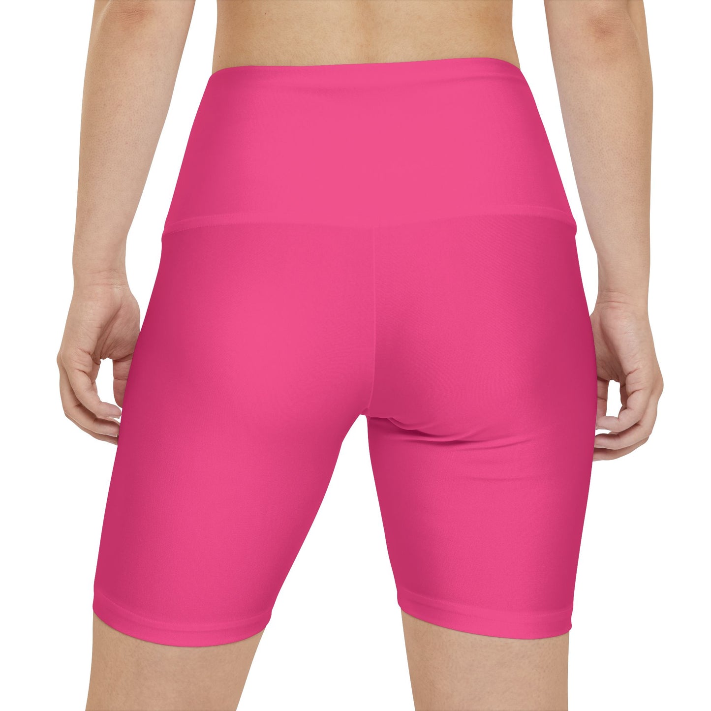Wild Strawberry Pink Women's Workout Shorts — Solid High-Waist Biker Shorts for Exercise & Everyday Wear
