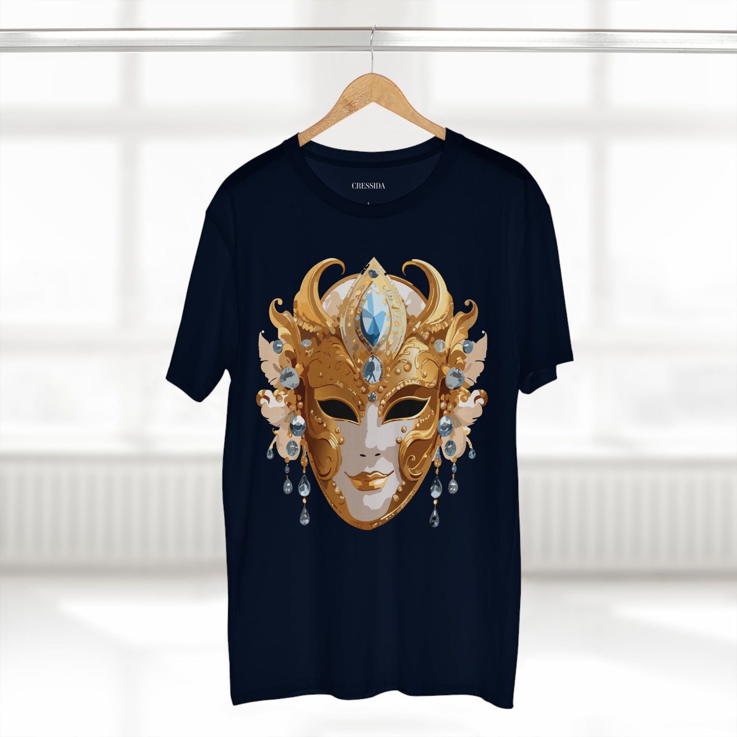 Carnival Mask Graphic T-Shirt Unisex 100 Cotton With Antique Gold Art Design Tee 22