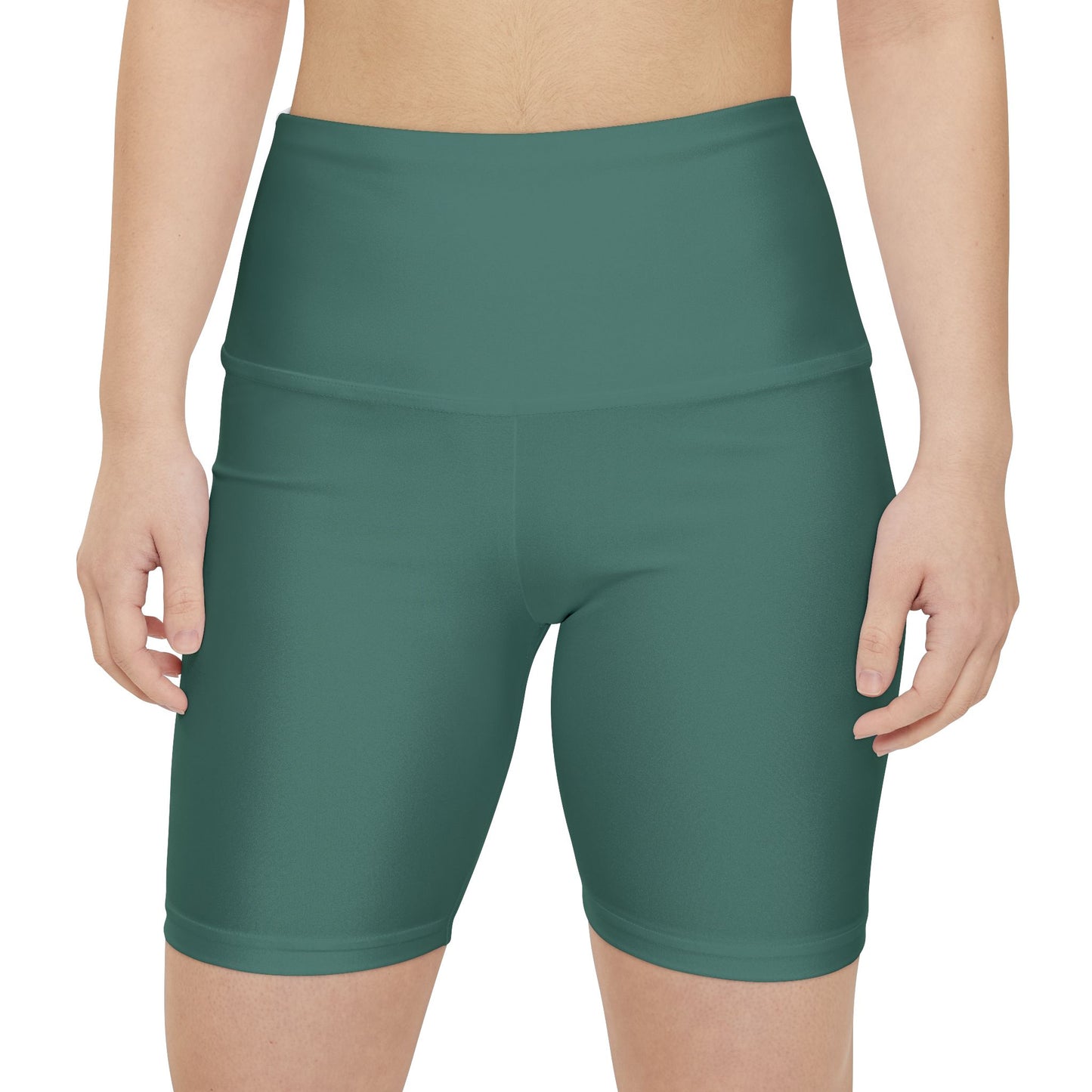 Deep Teal Workout Shorts — High-Waist Women's Active Biker Shorts (Solid Teal)