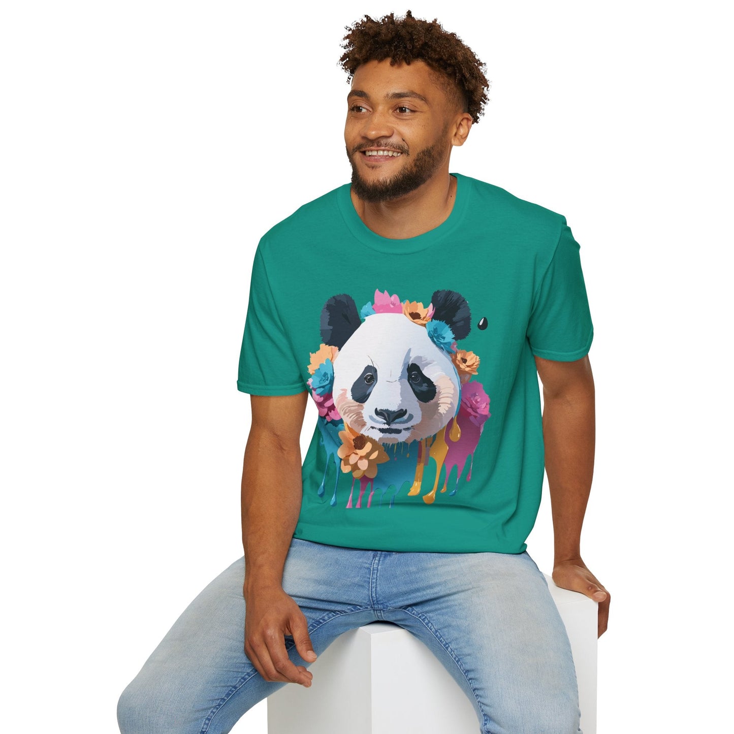 Unisex Panda Shirt Softstyle Cotton Tee For Everyday Wear With Cute Animal Print