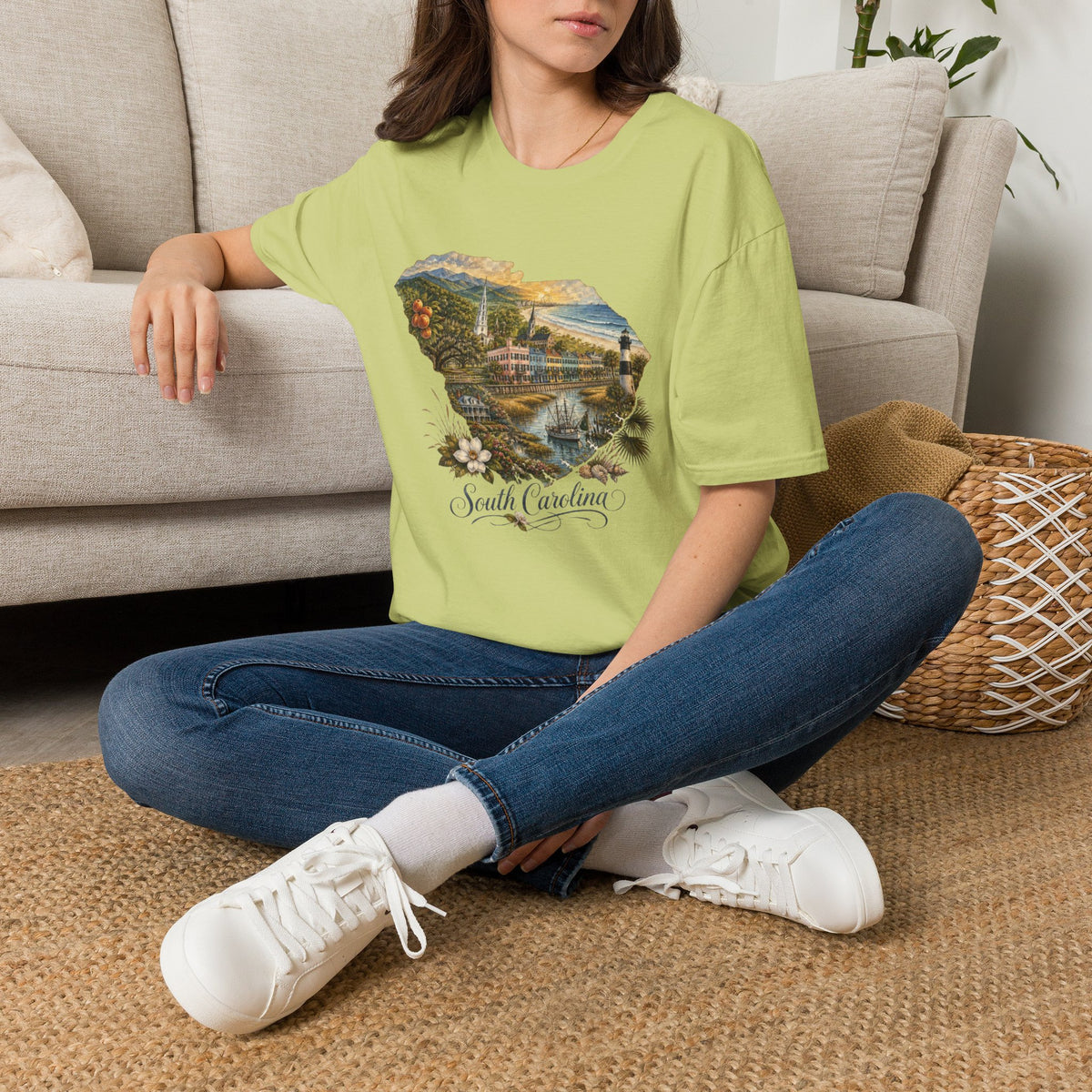 South Carolina State Travel Tourist Graphic Design Unisex 100 Cotton Gildan T-Shirt