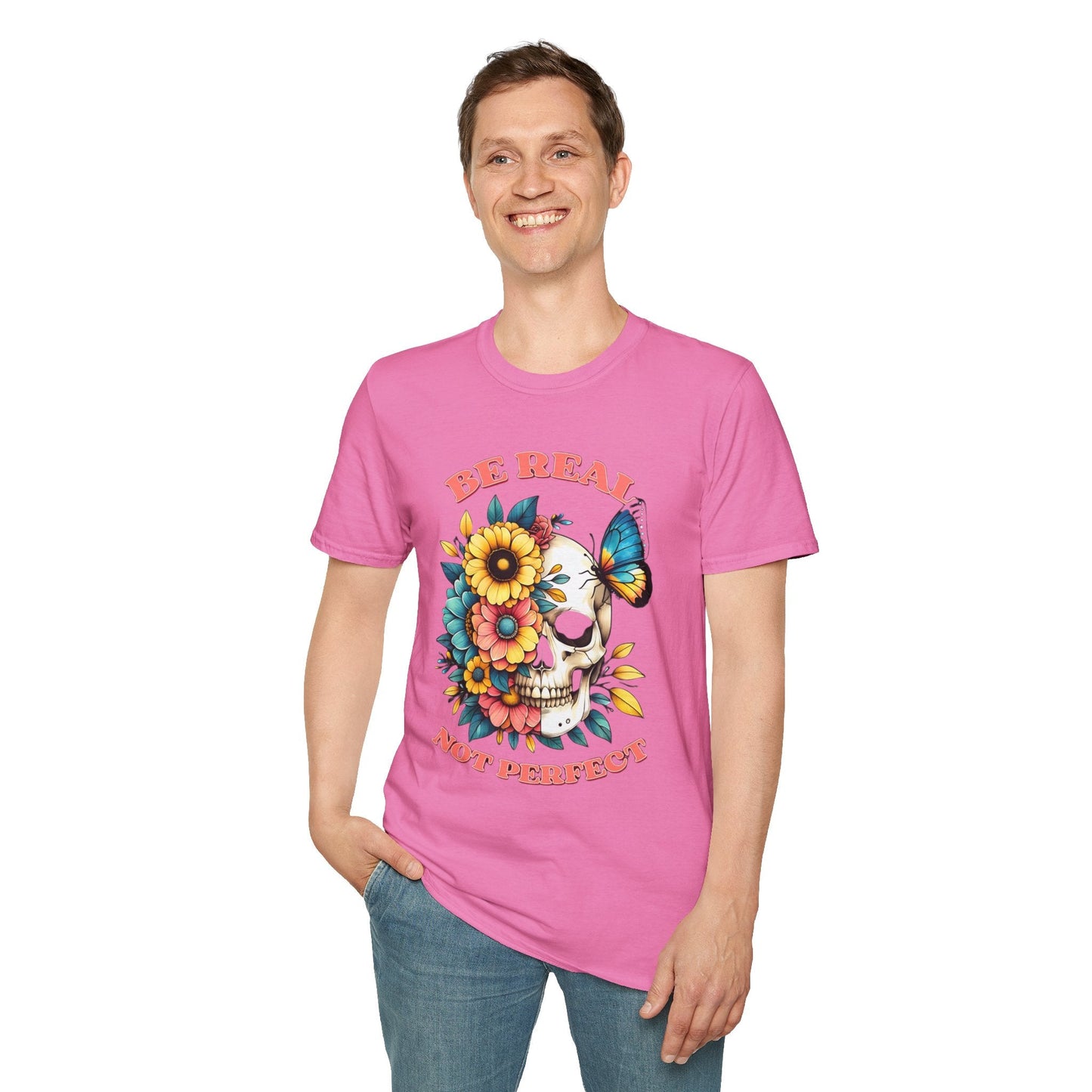 Gildan Skull Tee Shirt Unisex Skeleton Print Tee 100 Percent Ring Spun Cotton Softstyle