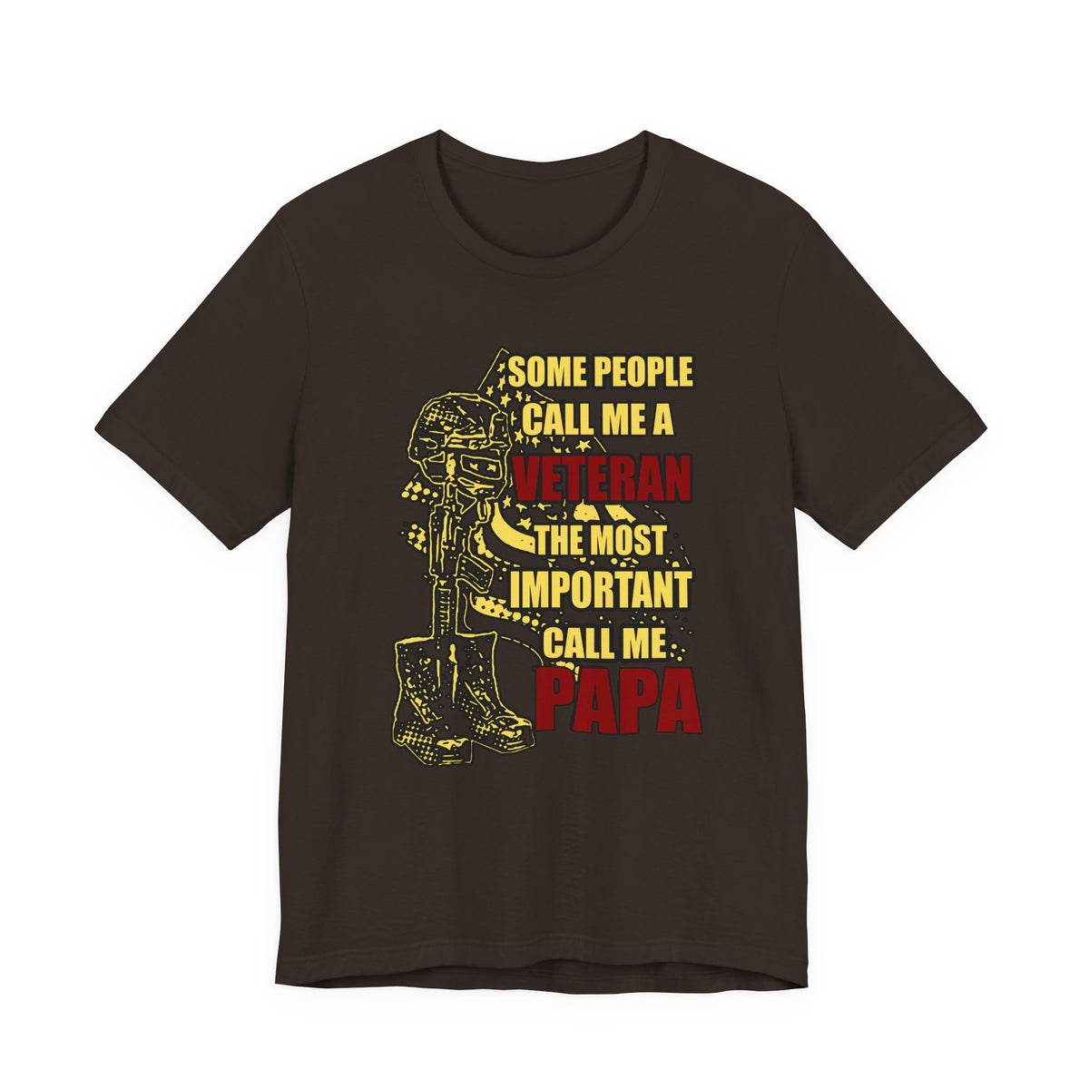 Veteran Papa Graphic Tee | Military Tribute Boots & Helmet Design Unisex Cotton v58