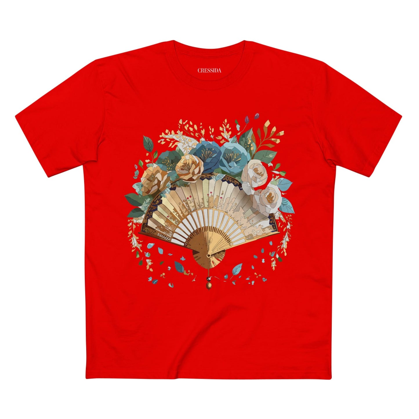 Antique Fan Graphic Design T-Shirt Unisex 100 Cotton Floral Carnival Artwork Tee 4