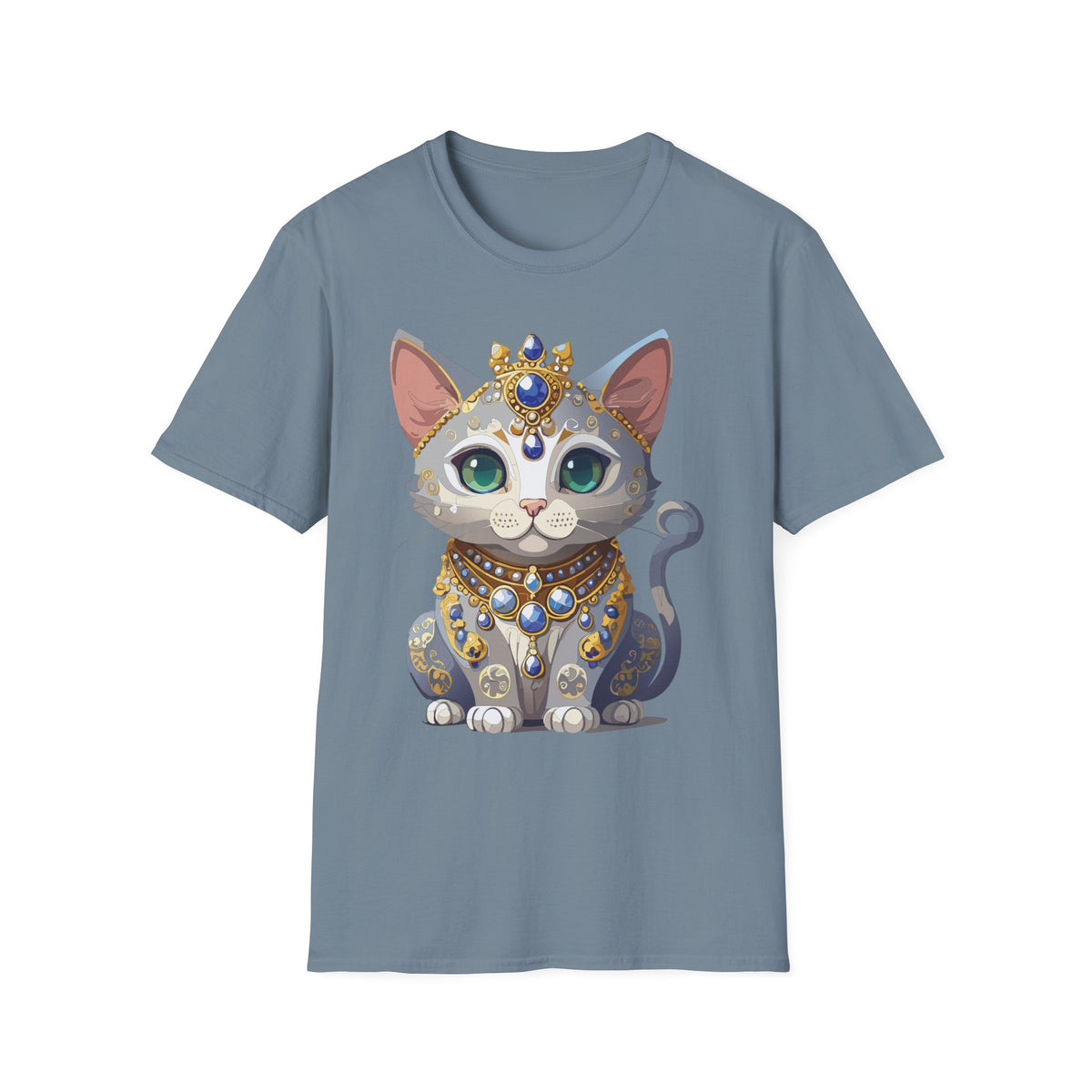 Jeweled Royal Cat T-Shirt | Gemstone Crown Kitty
