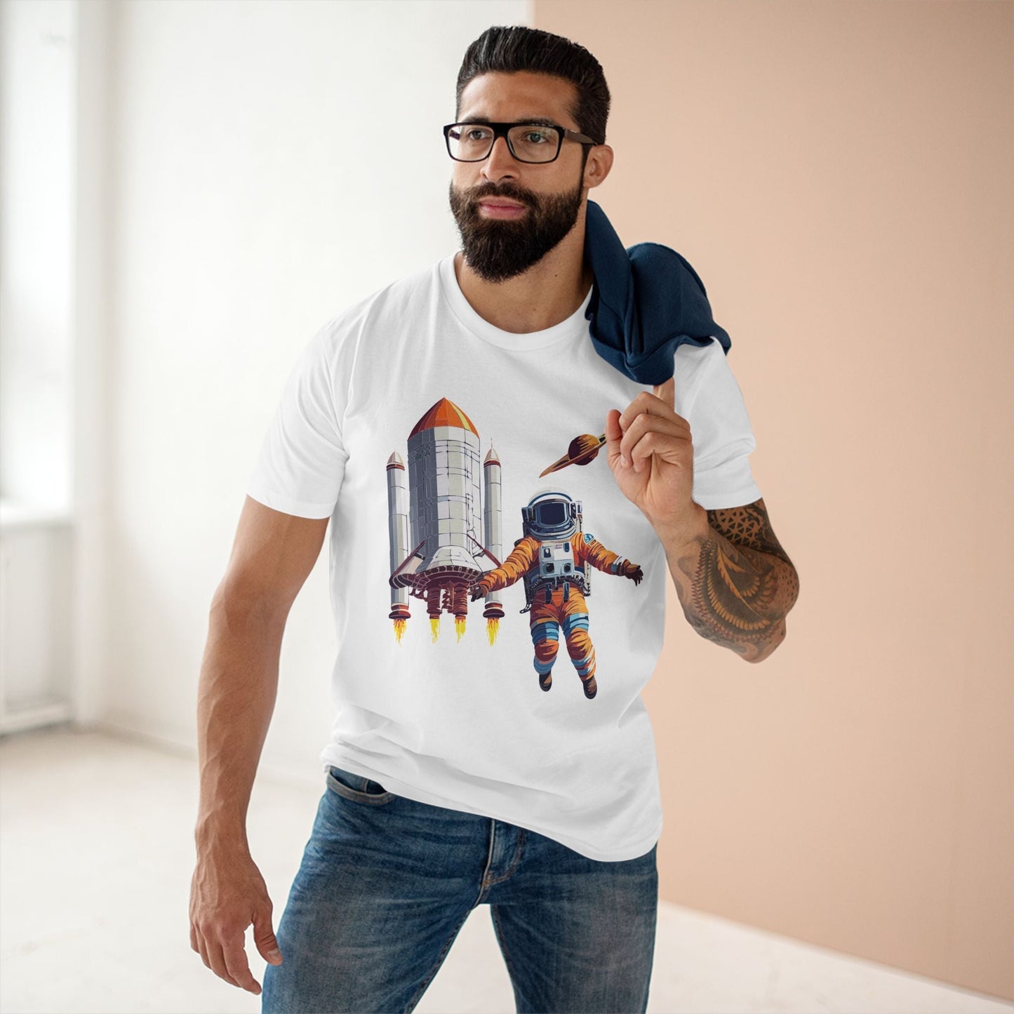 Cosmos Shirt Astronaut Tee CS 7 Unisex Premium Cotton Staple Tee Retro2Nova Art Original Art Design