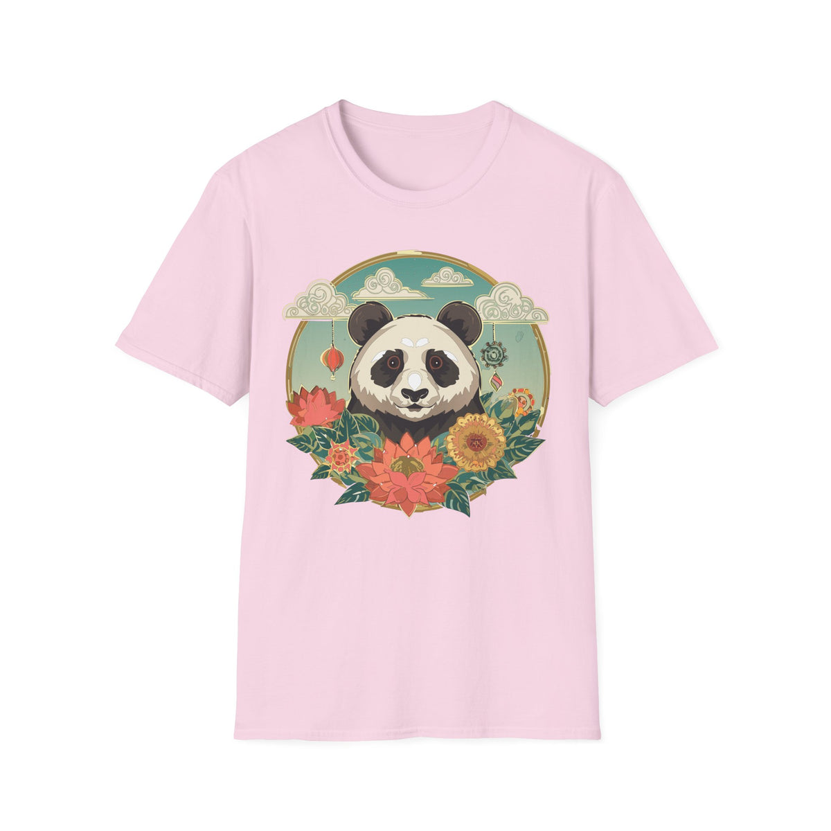 Panda Portrait T-Shirt | Floral Asian-Inspired Illustration