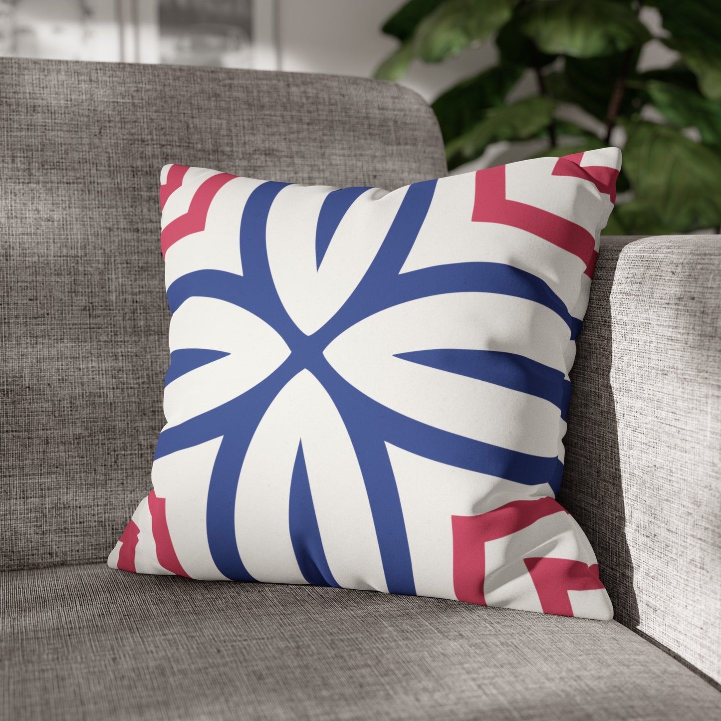 Faux Suede Pillowcase with Abstract print