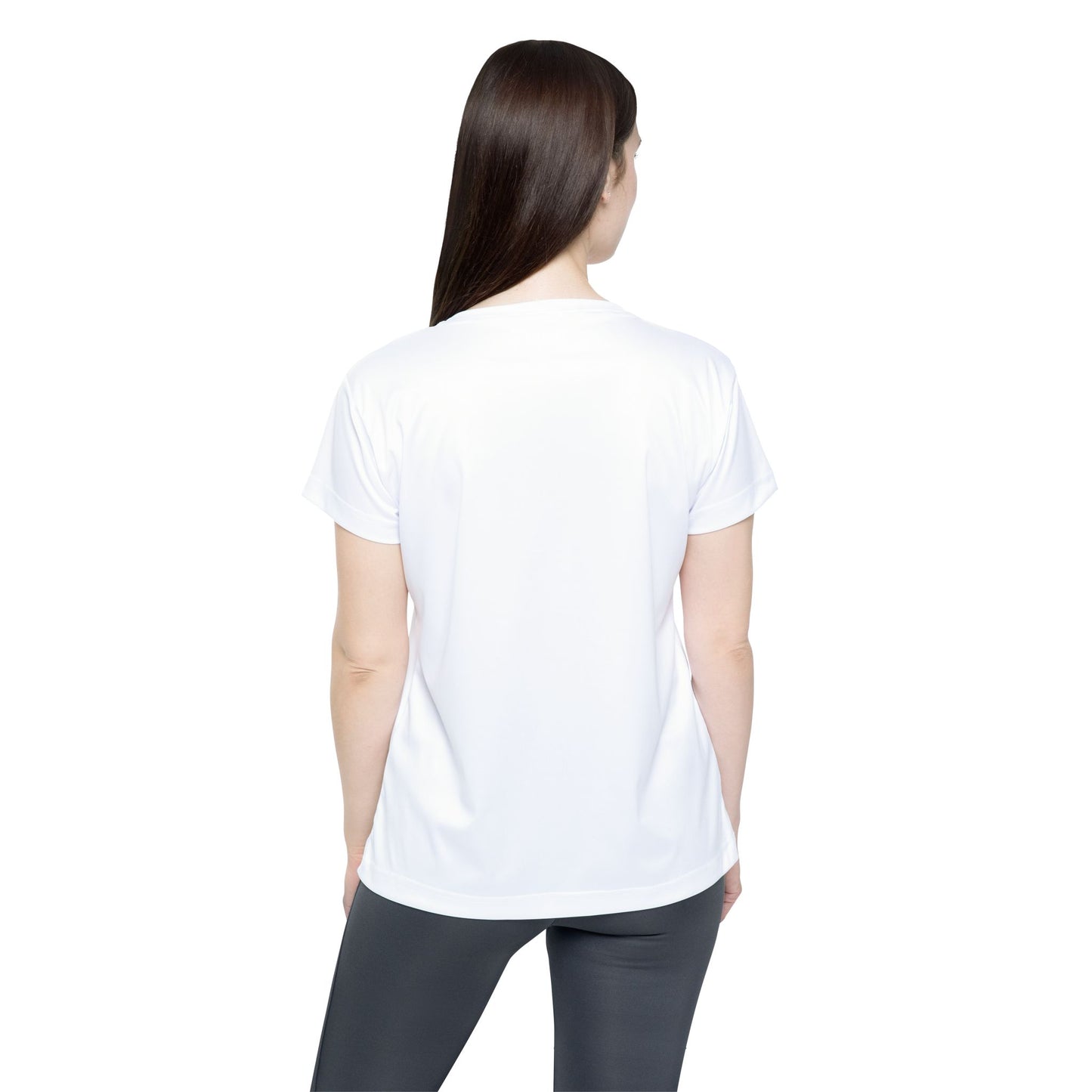 True White Color Print Women's Sports Jersey Short Sleeves Poly Athletic Tee