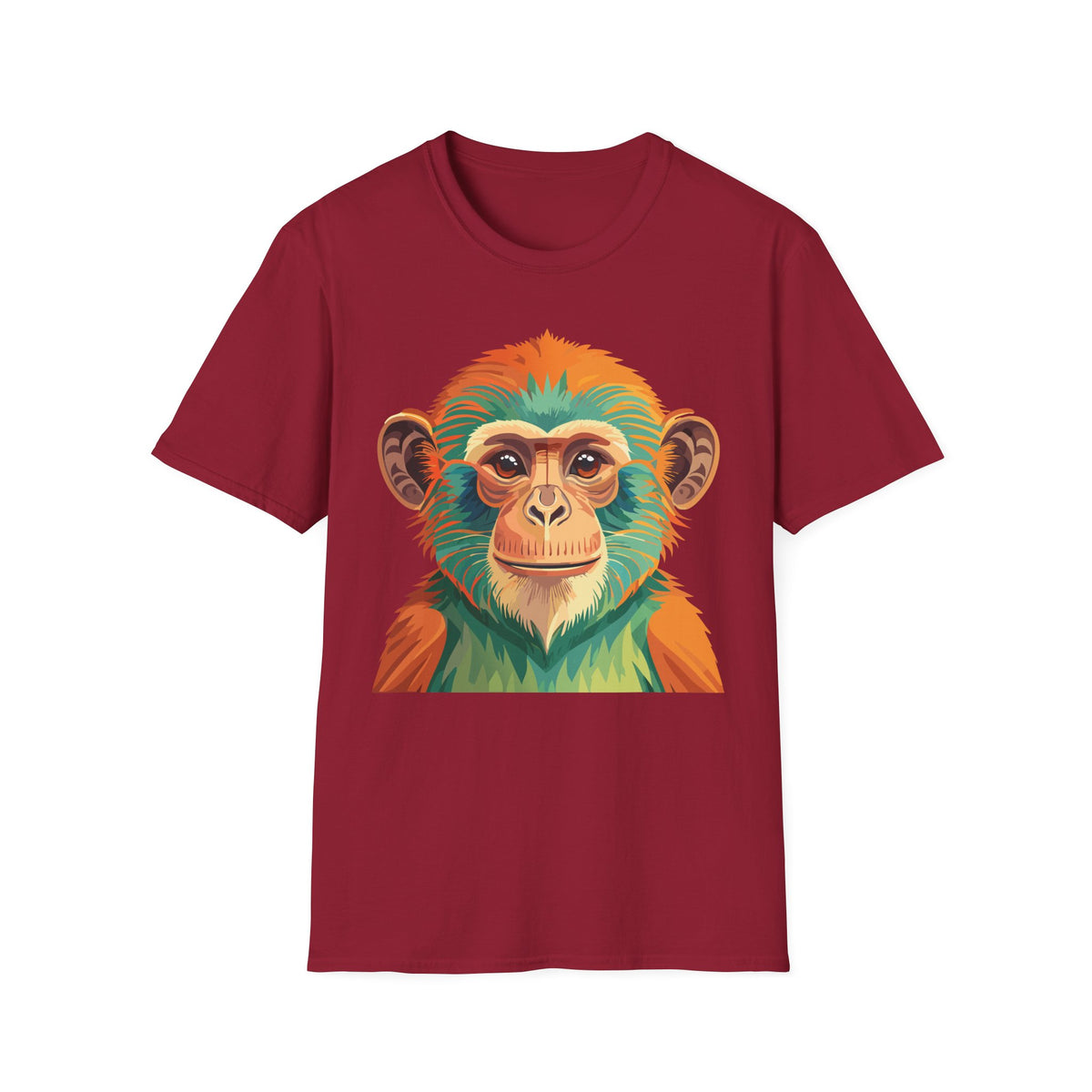 Colorful Monkey Face T-Shirt | Vibrant Primate Illustration Tee